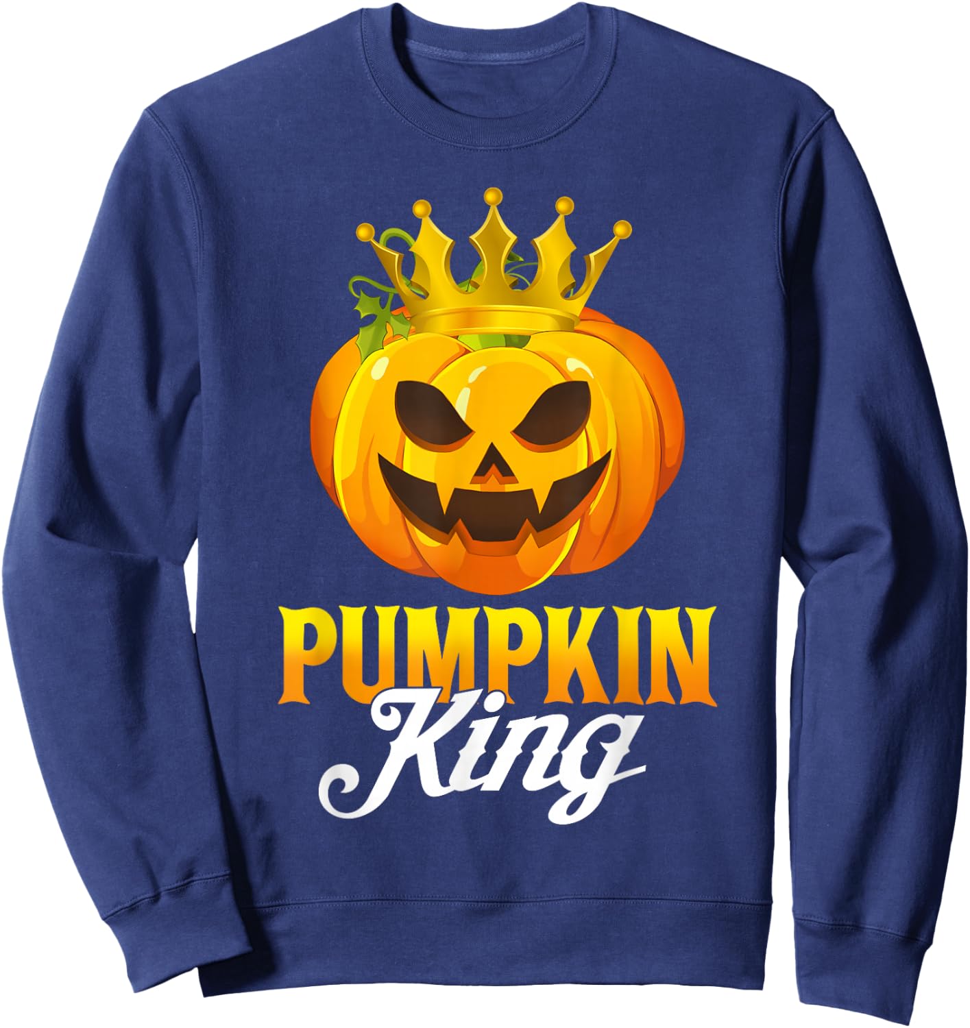 Vintage Pumpkin King Funny Pumpkin Couple Costume Halloween Sweatshirt - Sweatshirt | Navy
