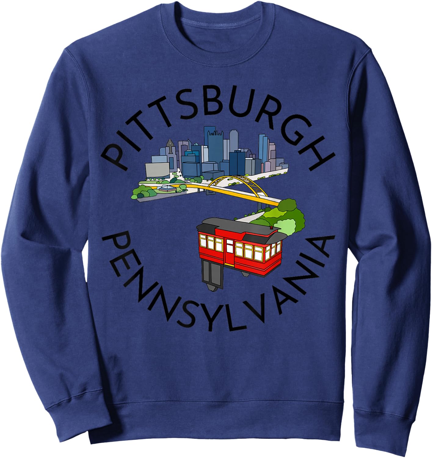 Pittsburgh Pennsylvania Steel City Skyline Bridge 412 Sweatshirt - Sweatshirt | Navy