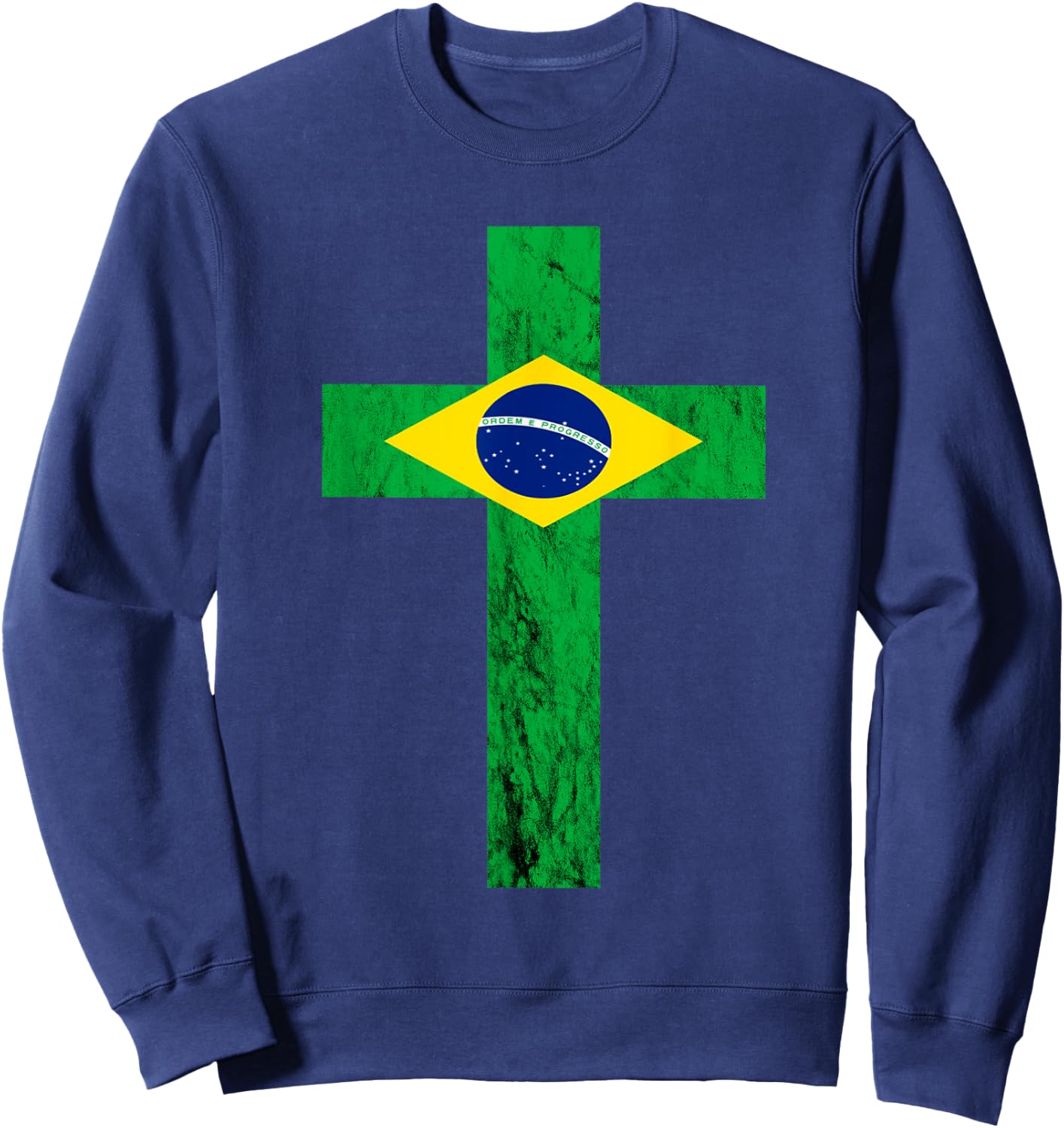 Brazil Jesus Christ Cross Brazilian Faith Christians Sweatshirt - Sweatshirt | Navy