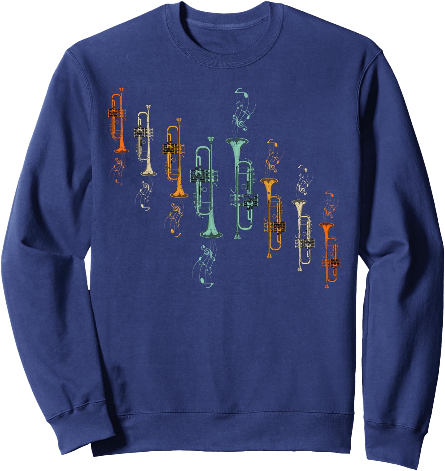Jazz Music Sheet Music Trumpeter Gift Trumpet Sweatshirt - Sweatshirt | Navy