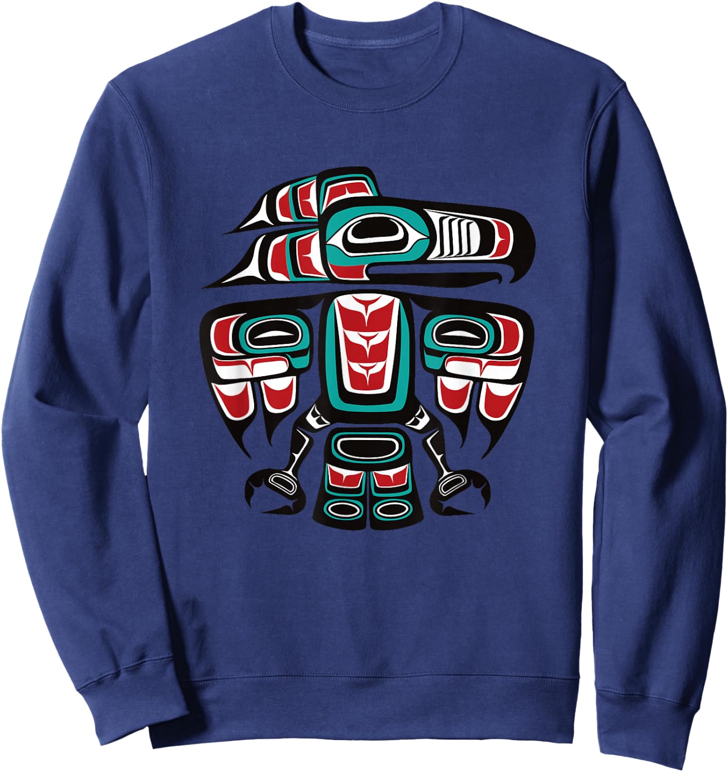 Northwest Pacific Haida Tlingit Native Raven Totem Sweatshirt - Sweatshirt | Navy