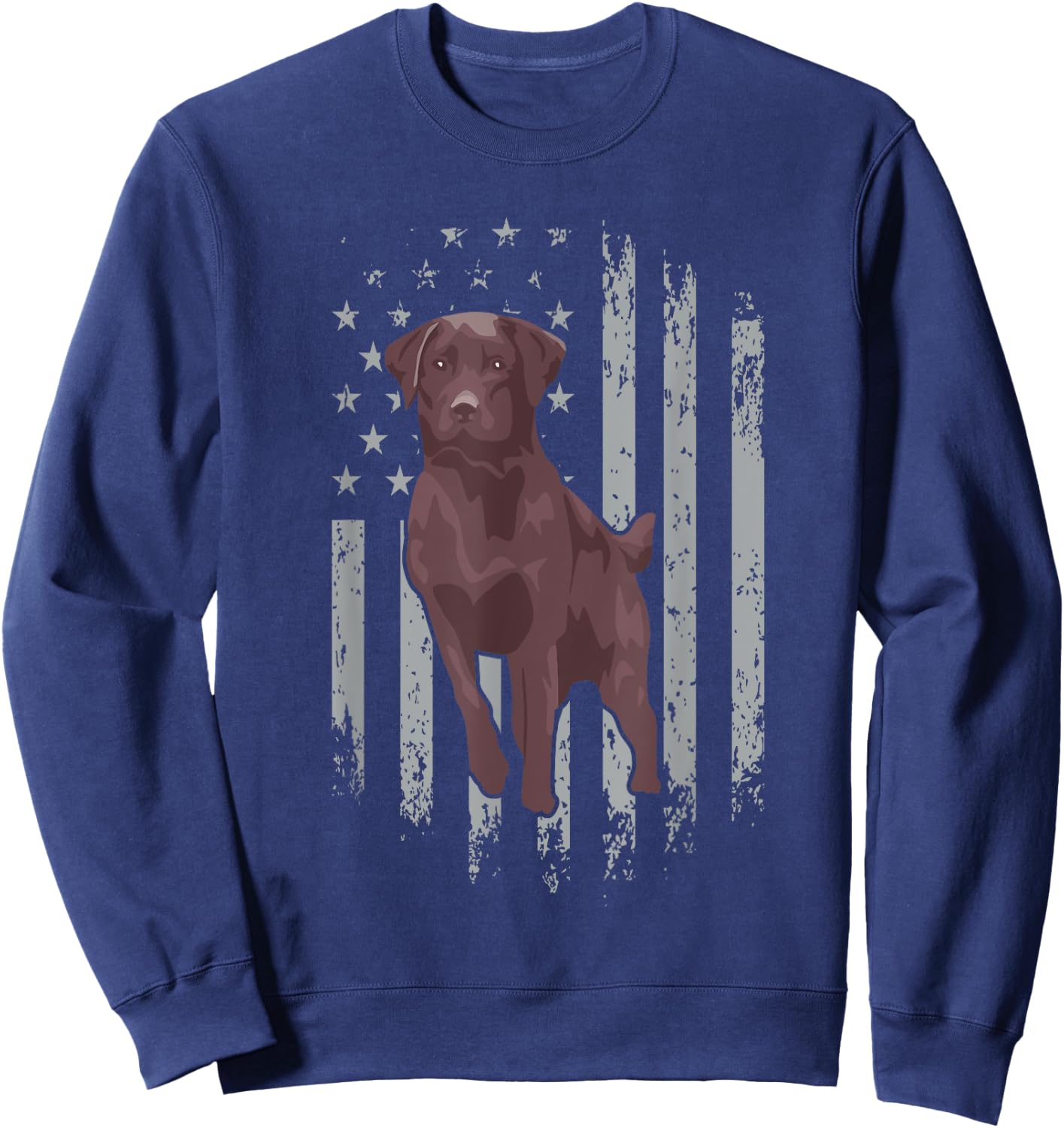Chocolate Lab American Flag Brown Labrador Retriever Owner Sweatshirt - Sweatshirt | Navy