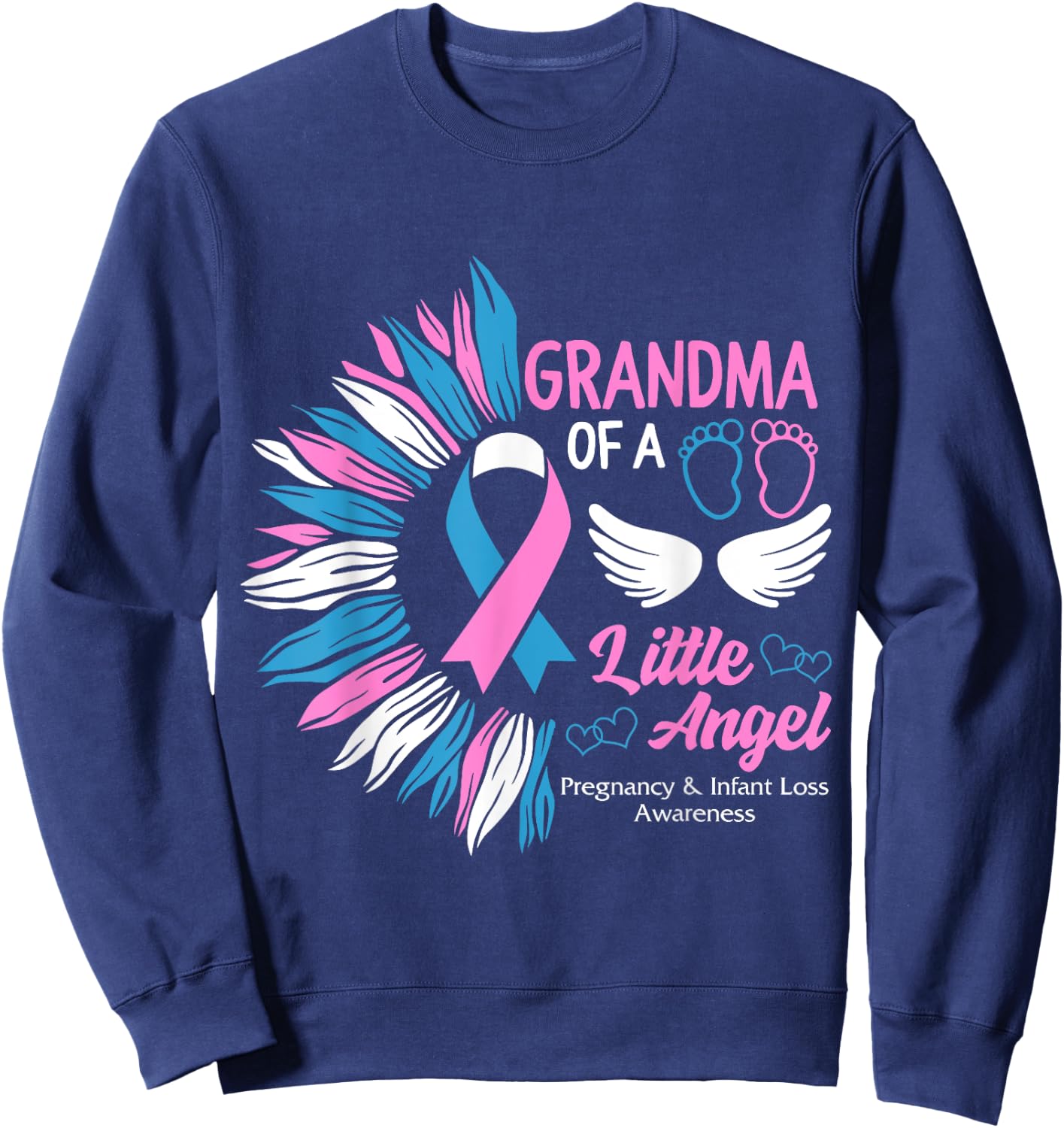 Grandma Of Little Angel Pregnancy Infant Loss Awareness Mom Sweatshirt - Sweatshirt | Navy