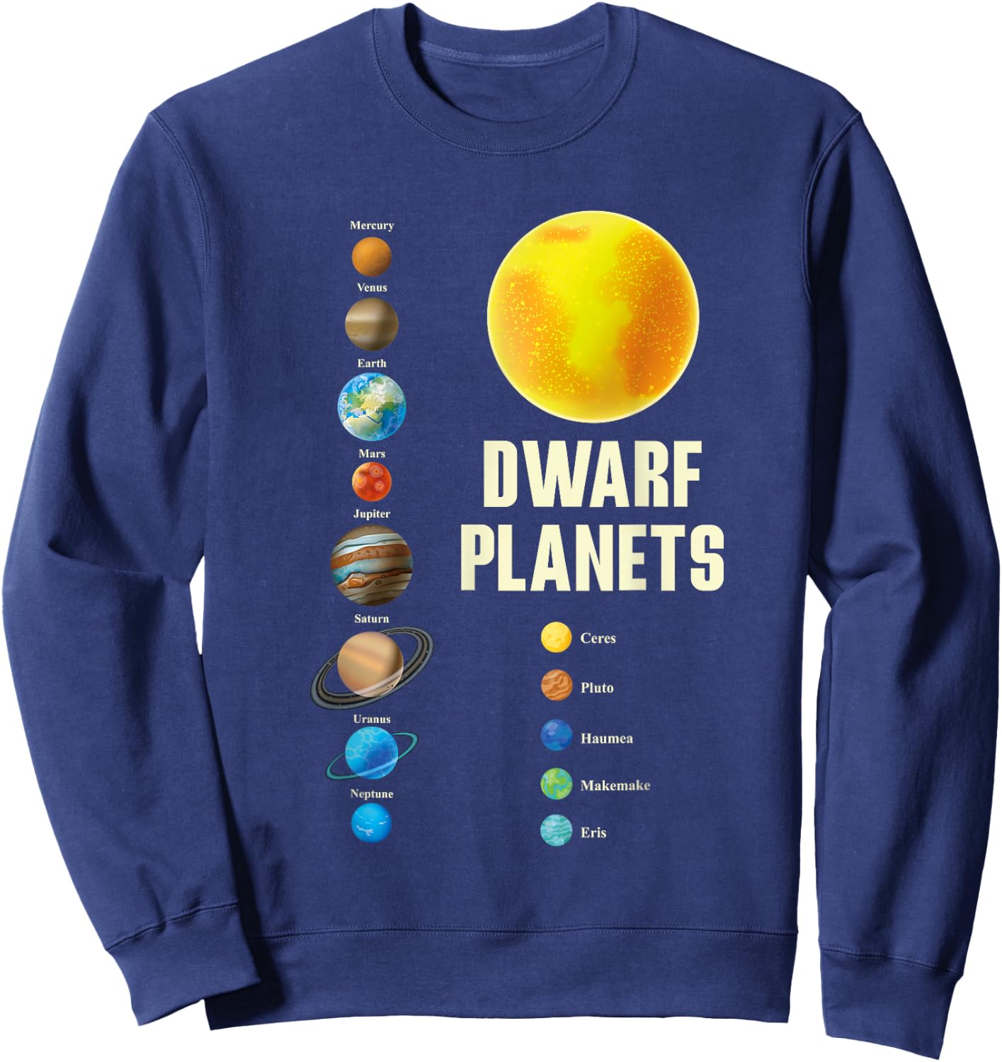 Solar-System Kids and Adults Dwarf Planets Graphic Sweatshirt - Sweatshirt | Navy