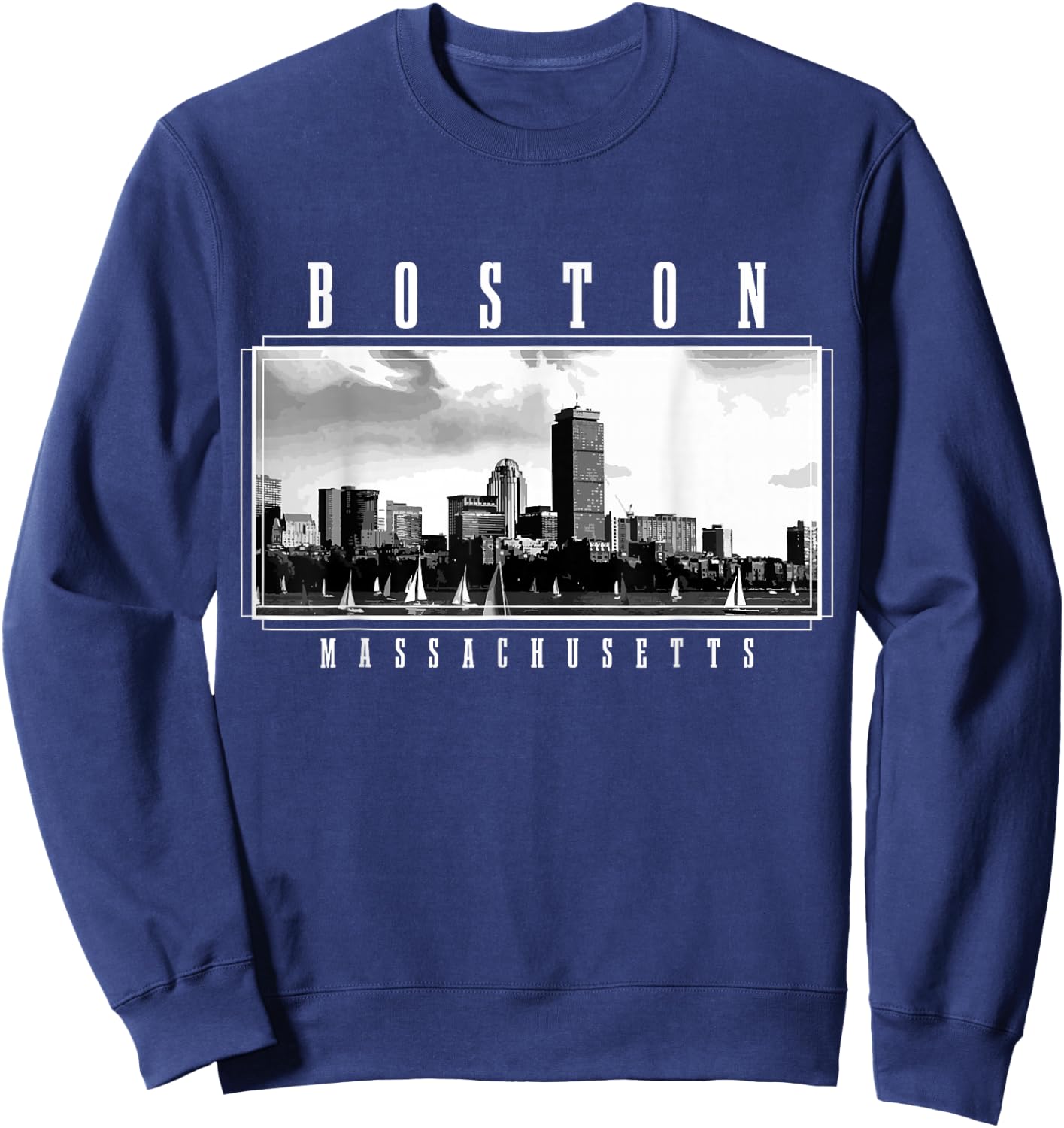 Boston Skyline Massachusetts Pride Vintage Boston Sweatshirt - Sweatshirt | Navy