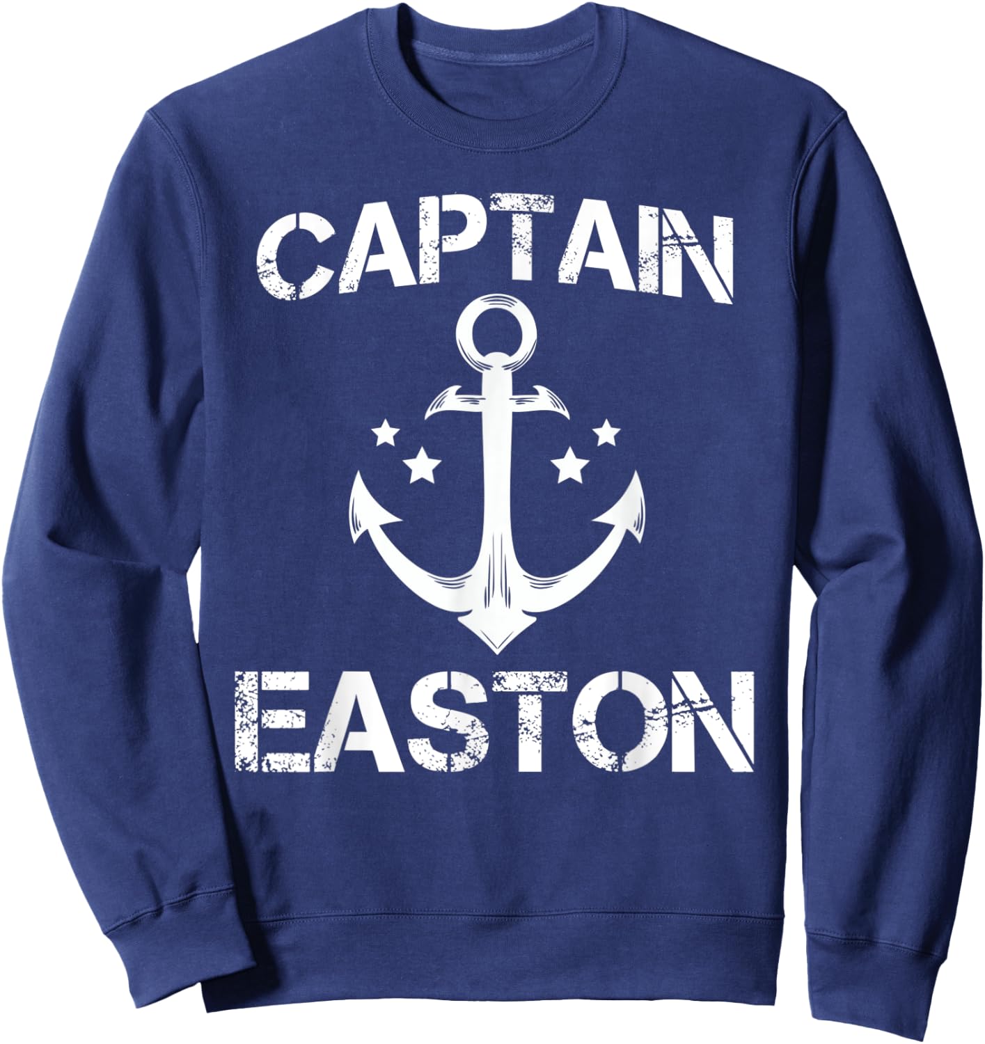 CAPTAIN EASTON Funny Birthday Personalized Name Boat Gift Sweatshirt - Sweatshirt | Navy
