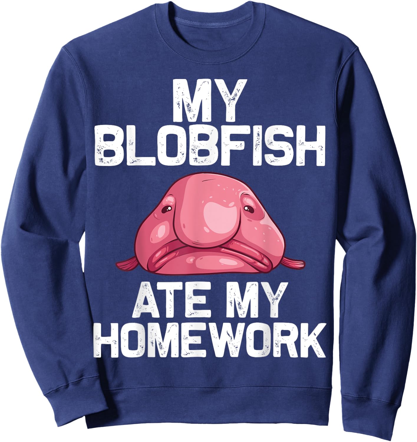 Funny Blobfish Gift Kids Boys Girls Stuffed Sea Animal Lover Sweatshirt - Sweatshirt | Navy