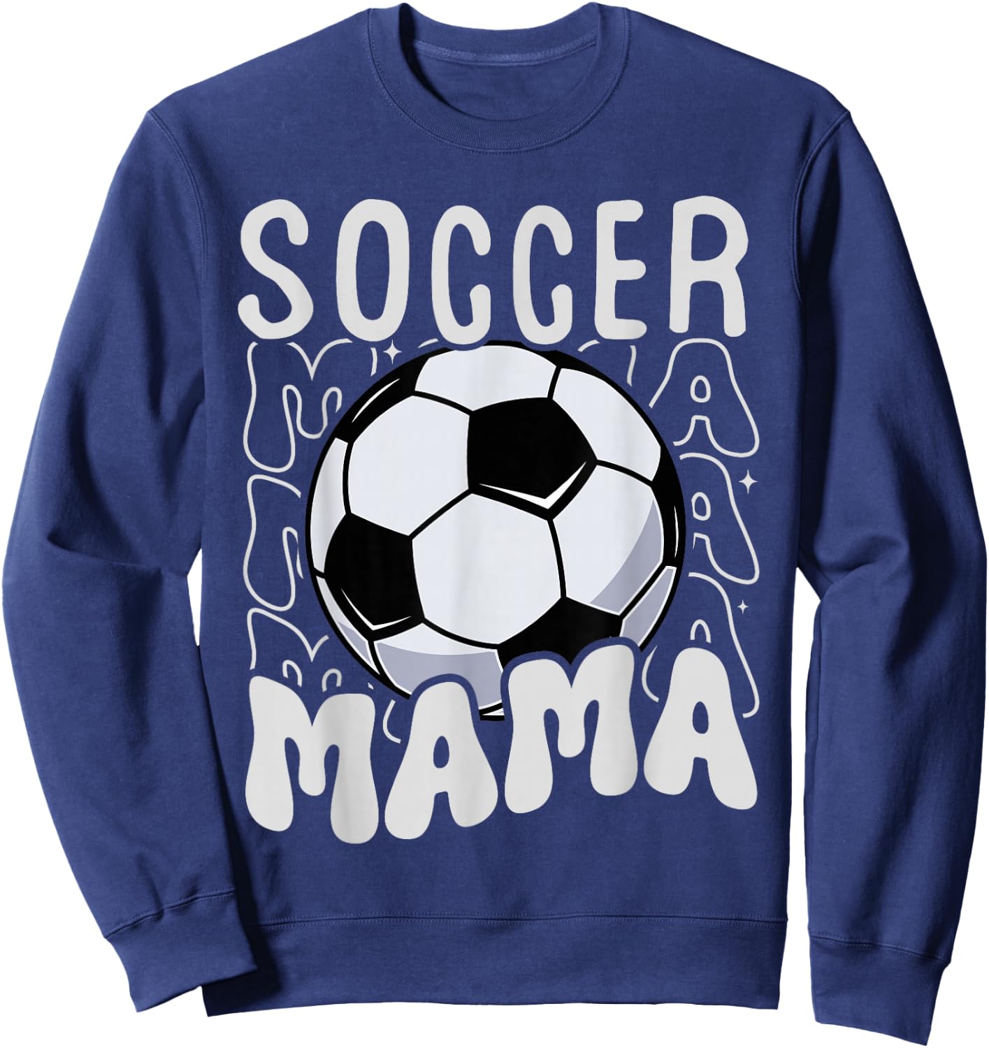 Soccer Mama Groovy Retro Soccer Mom Mothers Day Sweatshirt - Sweatshirt | Navy