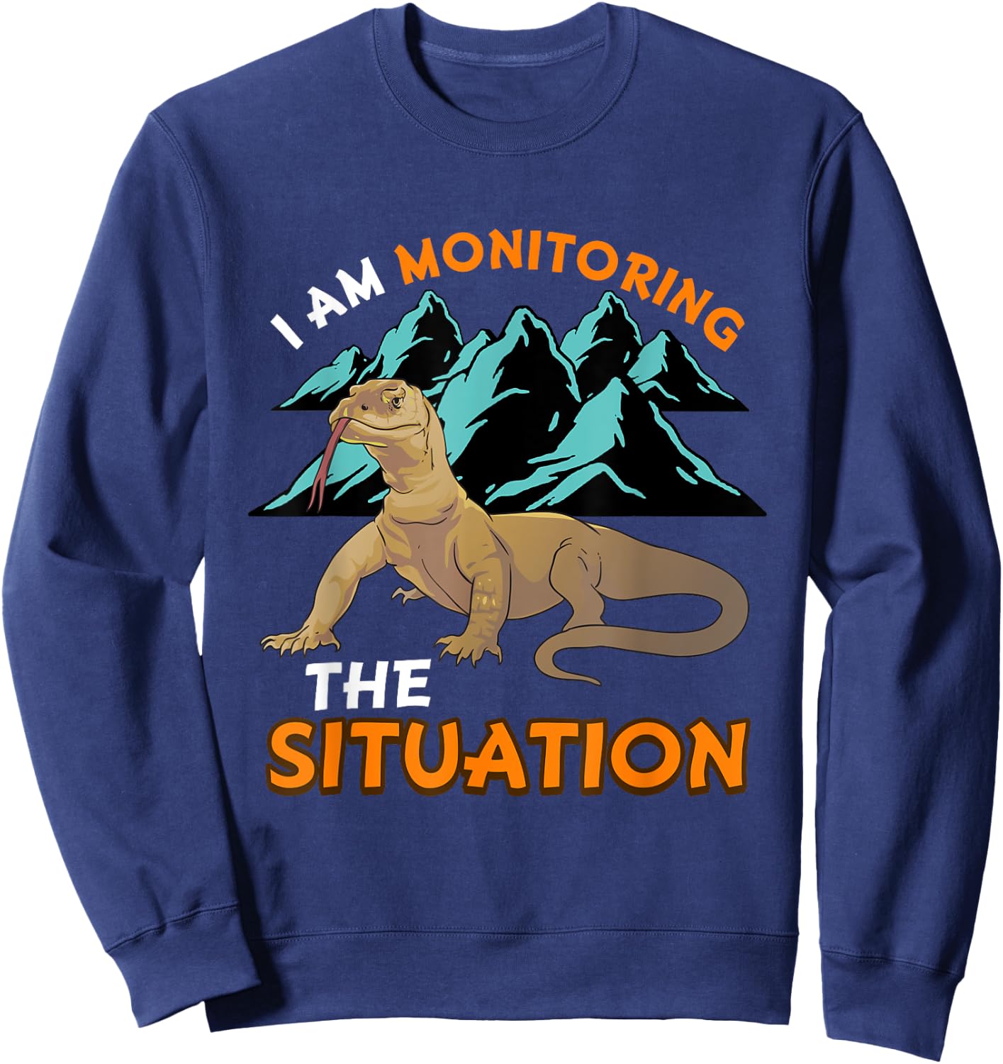 Funny Pet Monitor Lizard Graphic Humor Graphic Reptile Sweatshirt - Sweatshirt | Navy