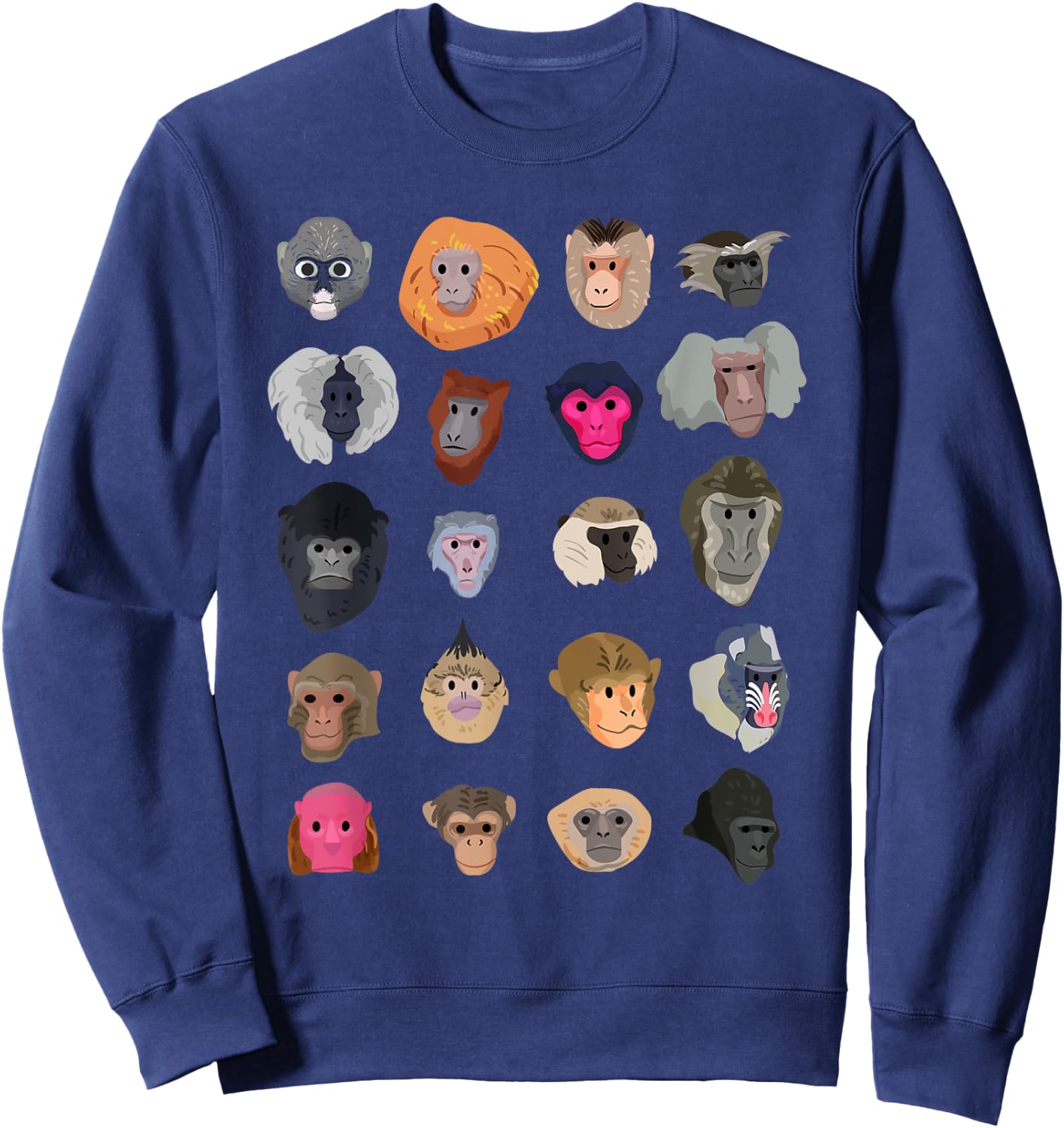 Funny Monkey Art Women Kids Zoo Animal Monkey Lovers Sweatshirt - Sweatshirt | Navy