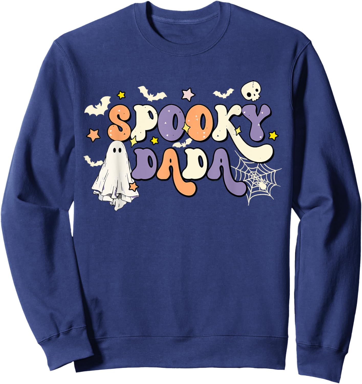 Spooky Dada Cute Ghost Halloween Dad Family Spooky Season Sweatshirt - Sweatshirt | Navy