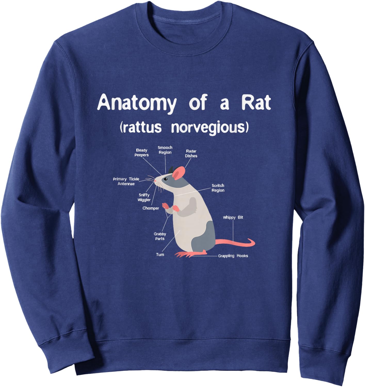 Anatomy of Pet Rat T shirt - Funny Rat Rodent Pet Shirt Sweatshirt - Sweatshirt | Navy