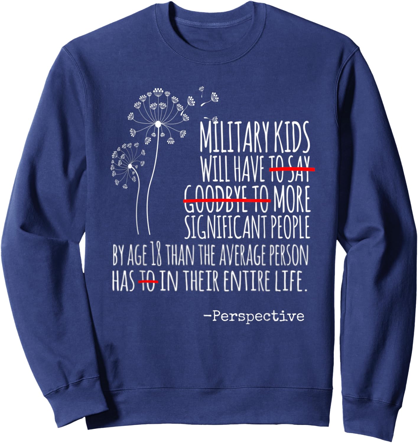 MILITARY KIDS, Military BRAT, Dandelion TCK Sweatshirt - Sweatshirt | Navy
