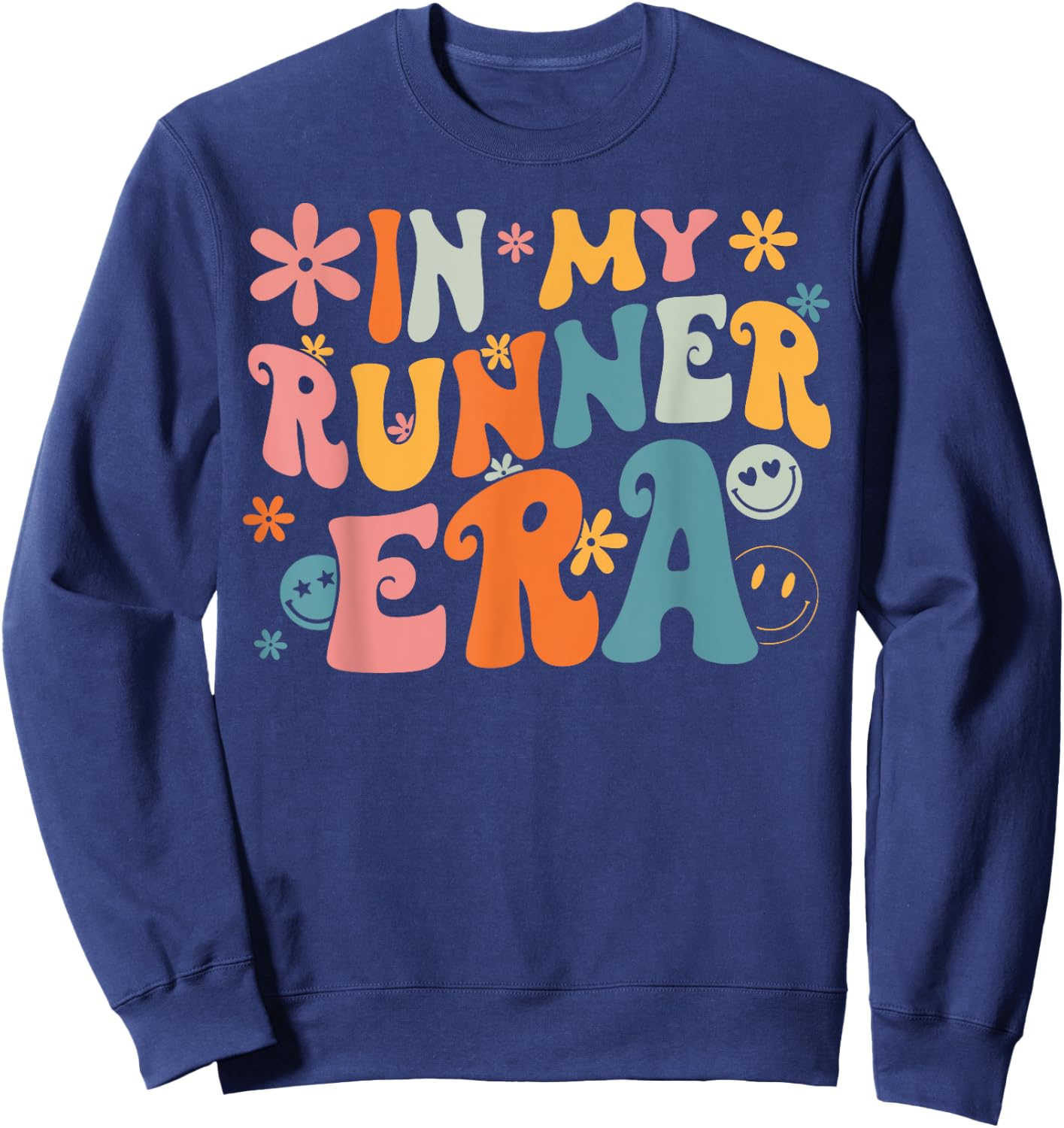 In My Runner Era Groovy Retro Women Running Lover Runner Sweatshirt - Sweatshirt | Navy