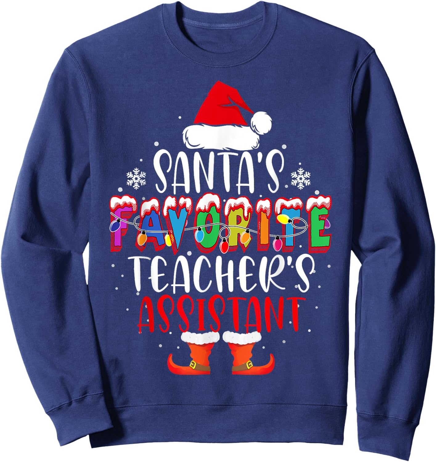 Santa's Favorite Teacher's Assistant Funny Christmas Gift Sweatshirt - Sweatshirt | Navy