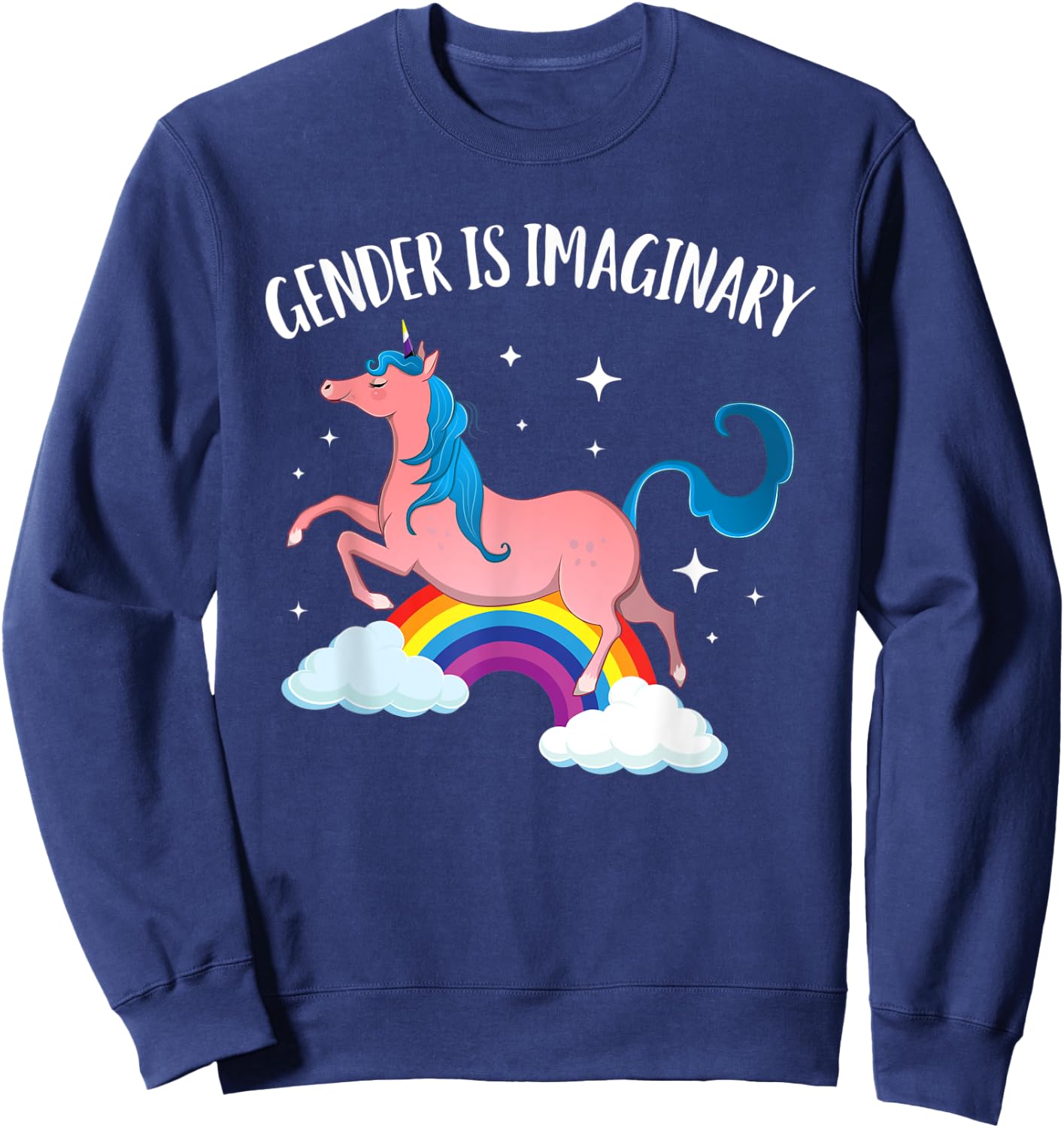 Gender Is Imaginary Non-Binary Unicorn Genderqueer Sweatshirt - Sweatshirt | Navy