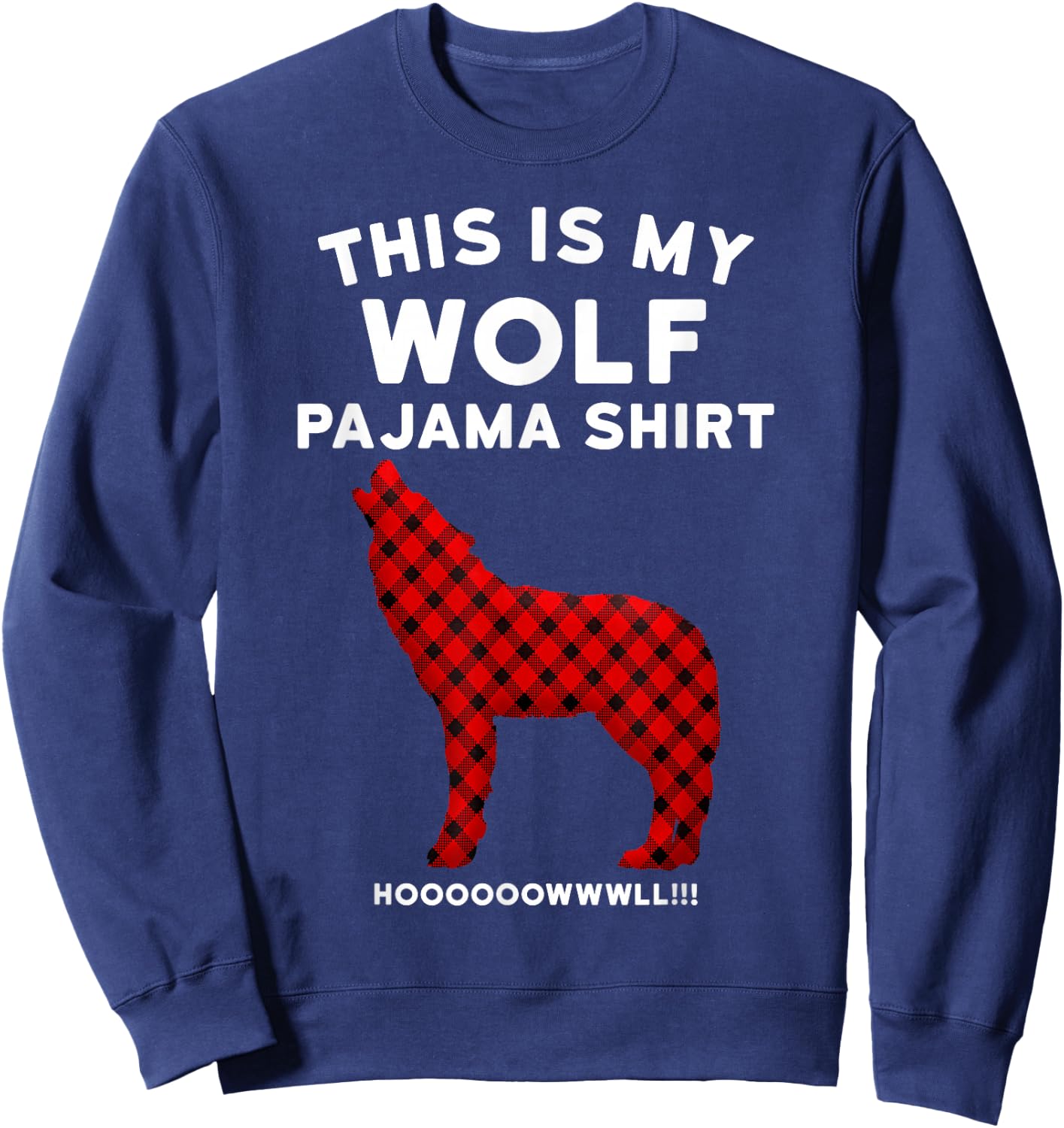 Wolf Pajama Shirt - Cute Christmas Gift Wolf Lovers Sweatshirt - Sweatshirt | Navy