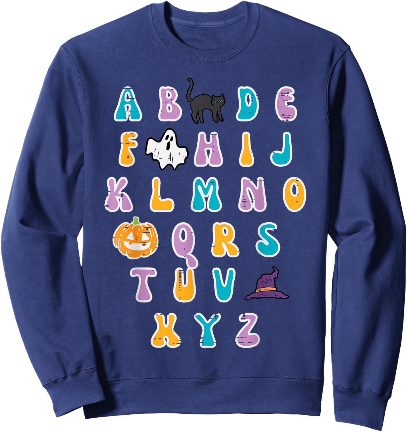 Halloween ABC Alphabet Cute Costume Teacher Women Girls Kids Sweatshirt - Sweatshirt | Navy