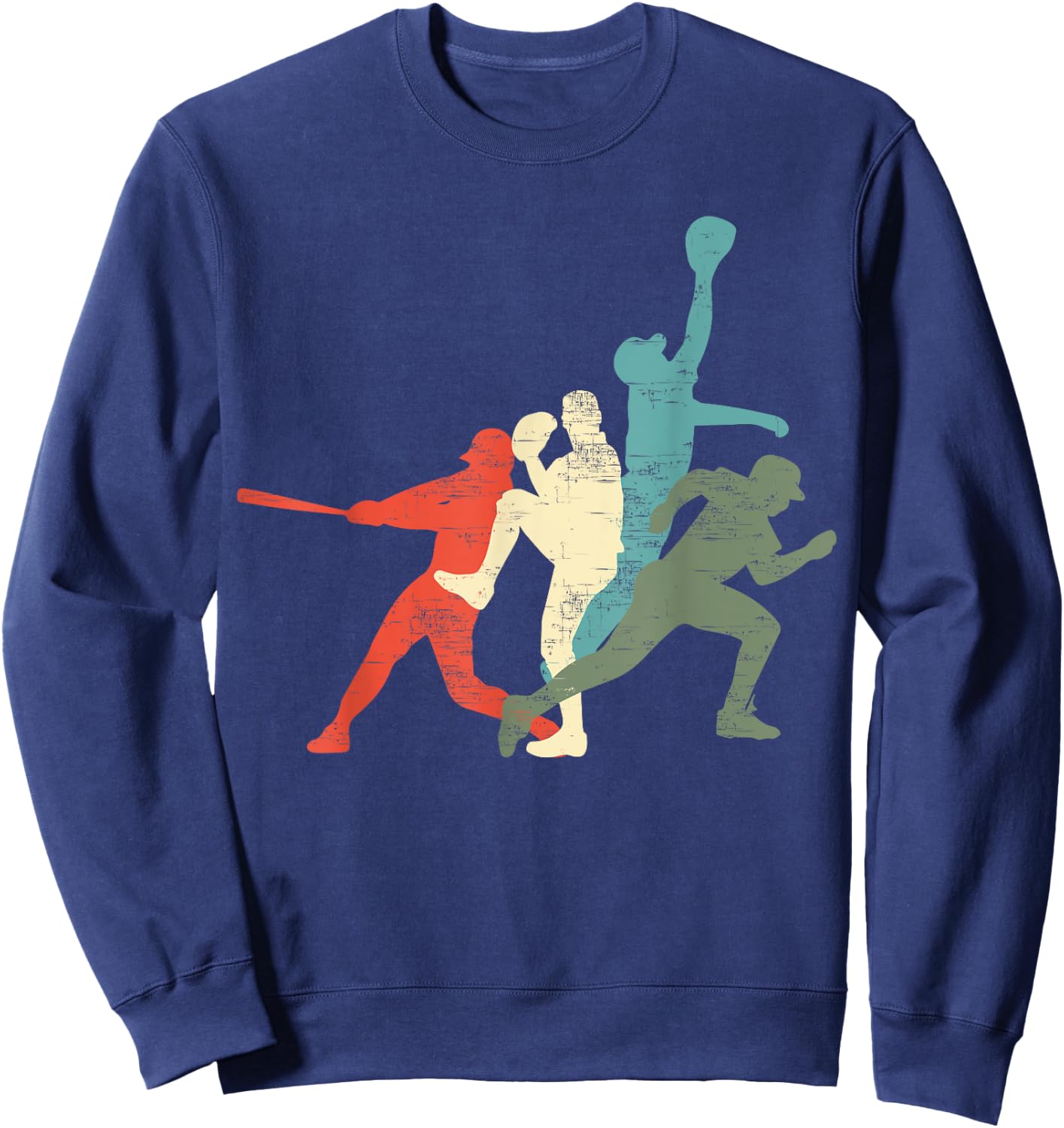 Baseball Vintage | Retro Catcher Pitcher Batter Sweatshirt - Sweatshirt | Navy