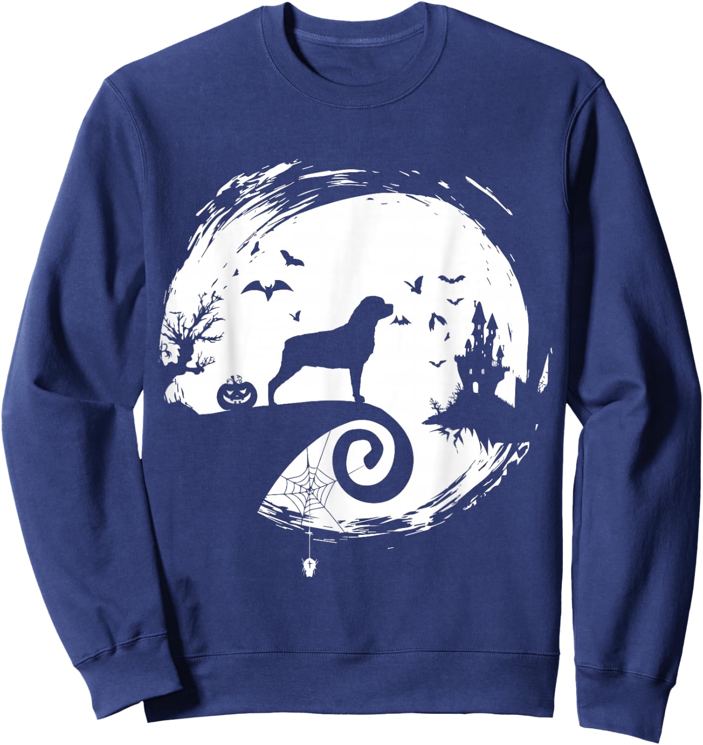 Rottweiler Halloween Costume Moon Silhouette Creepy Sweatshirt - Sweatshirt | Navy