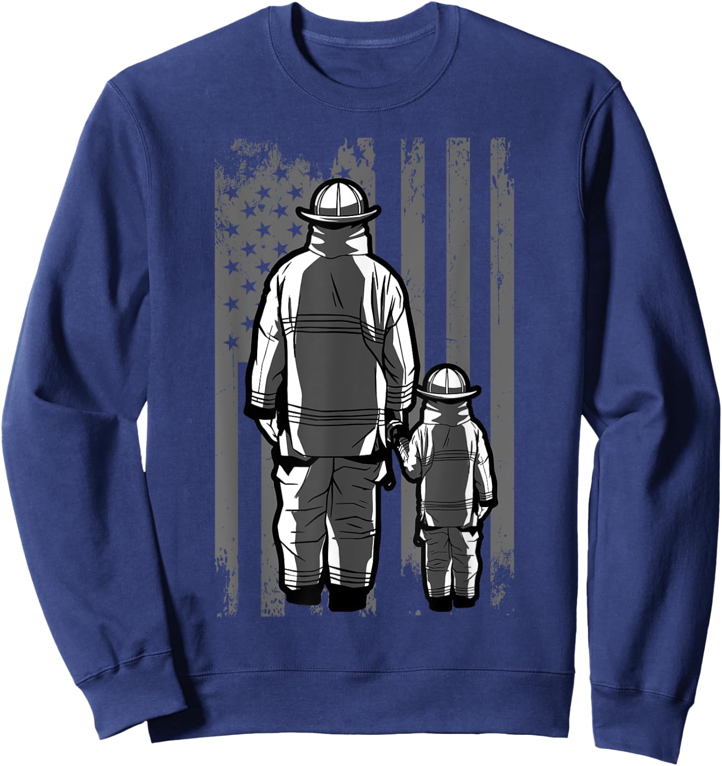 Firefighter Dad Firefighting Patriotic Fireman Father's Day Sweatshirt - Sweatshirt | Navy