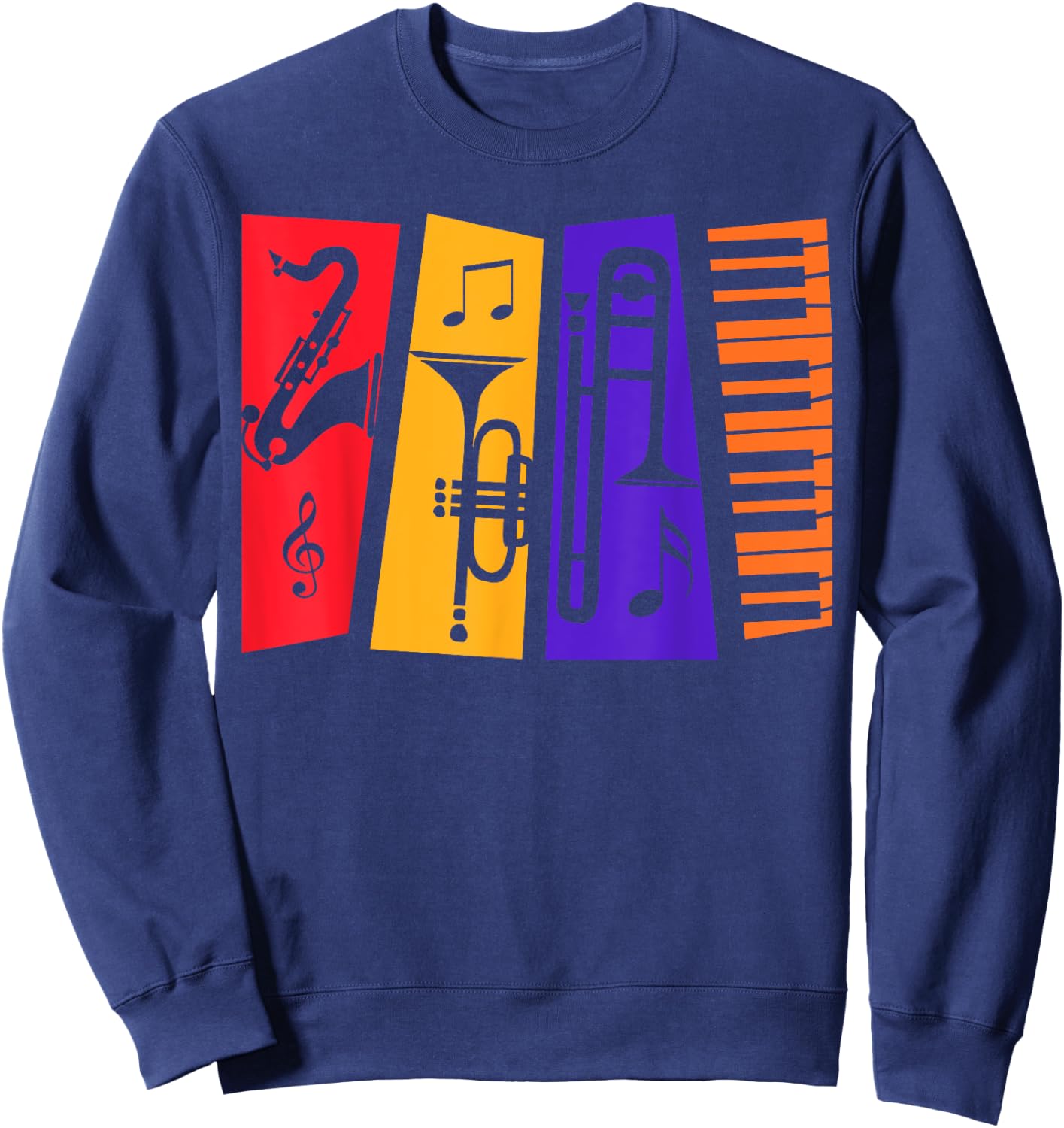 Jazz Music Instruments for Jazz Lovers Players Jazz Music Sweatshirt - Sweatshirt | Navy