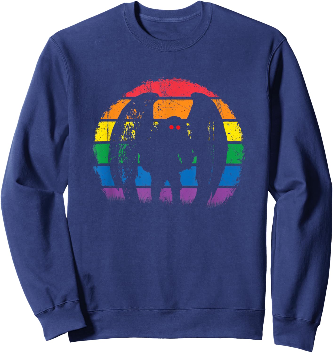 Mothman - Retro Rainbow, Colorful Cryptid Sweatshirt - Sweatshirt | Navy