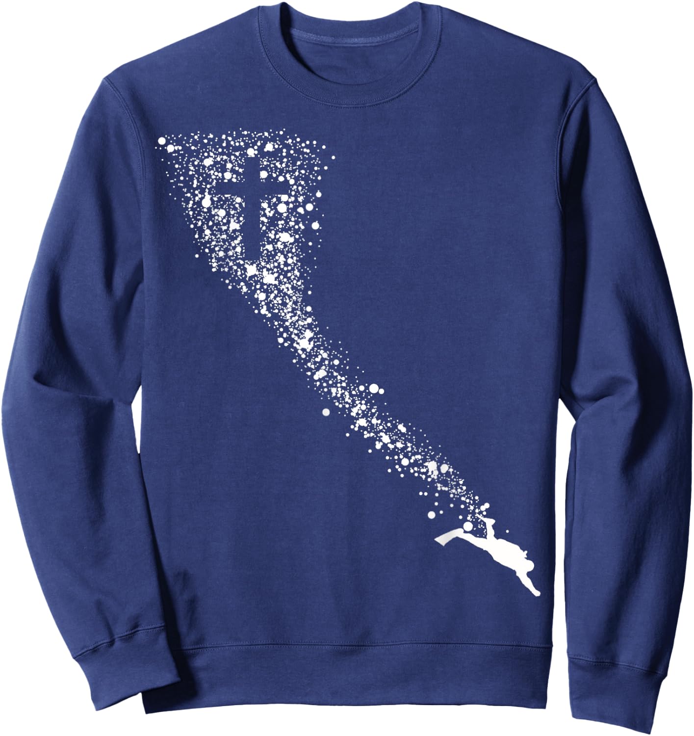 Christian Scuba Diving Jesus Cross Dive Flag Faith Diver Art Sweatshirt - Sweatshirt | Navy
