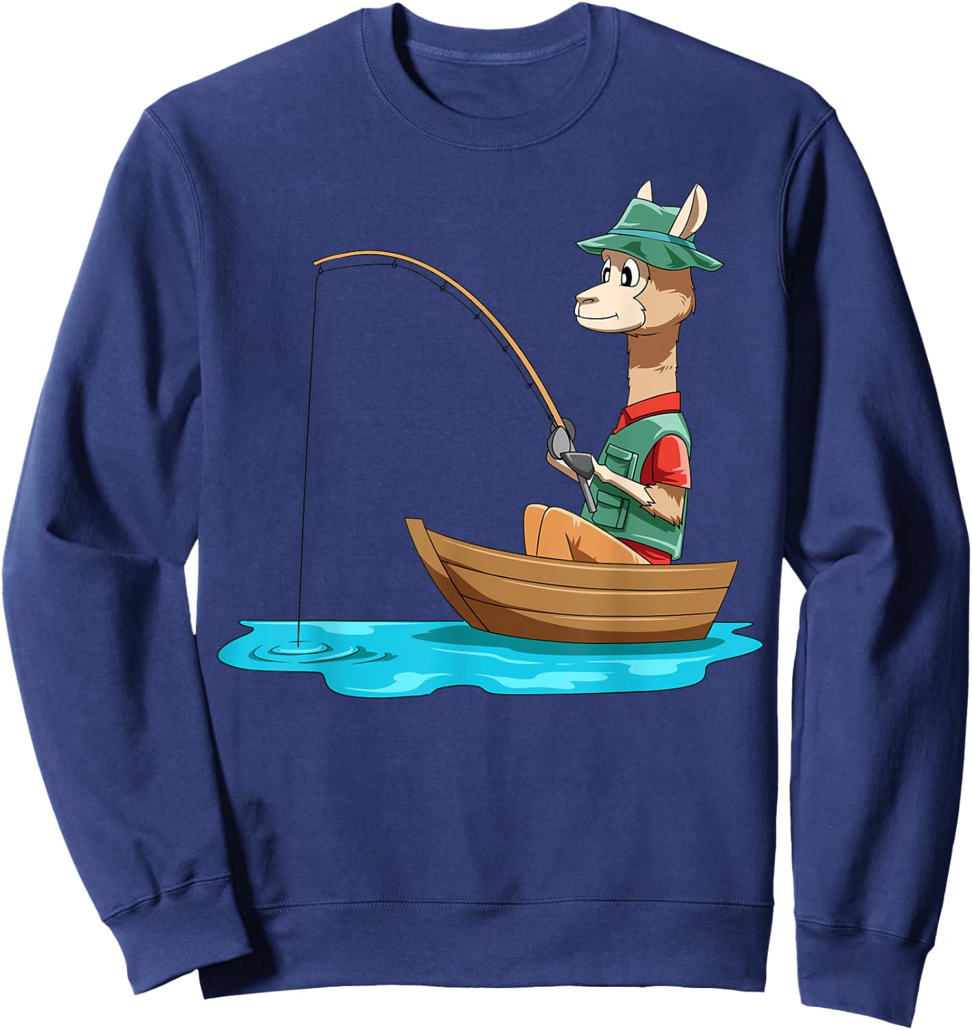 Llama Fishing Llama Fisherman Boat Fishing Lovers Sweatshirt - Sweatshirt | Navy