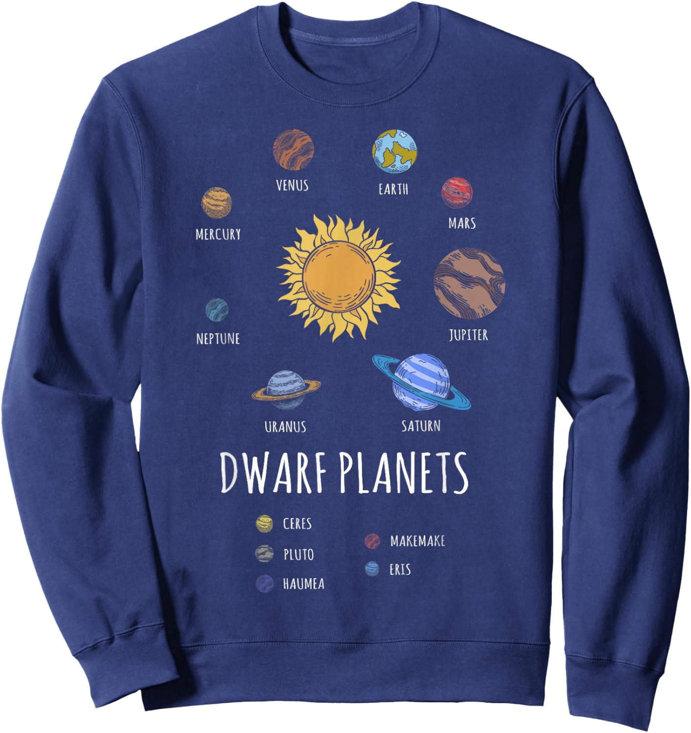 Solar System Dwarf Planets Outer Space Astronaut Sweatshirt - Sweatshirt | Navy