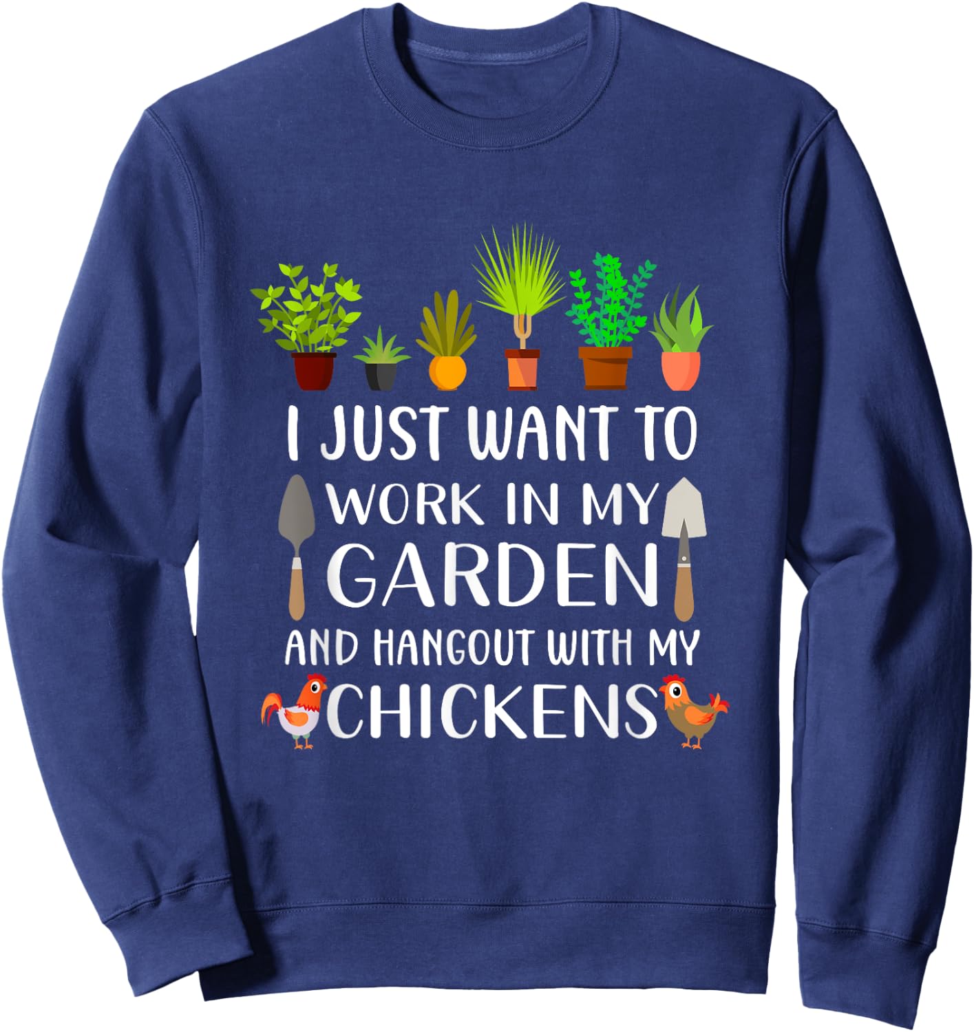 Chicken lover funny gardening shirt women, Gardener Sweatshirt - Sweatshirt | Navy