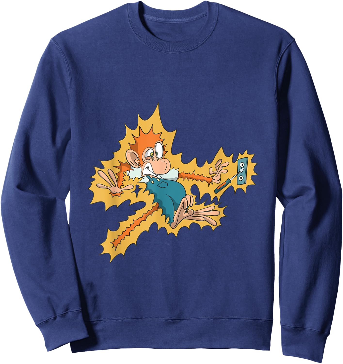 Monkey Electrician Getting Electric Shock Sweatshirt - Sweatshirt | Navy