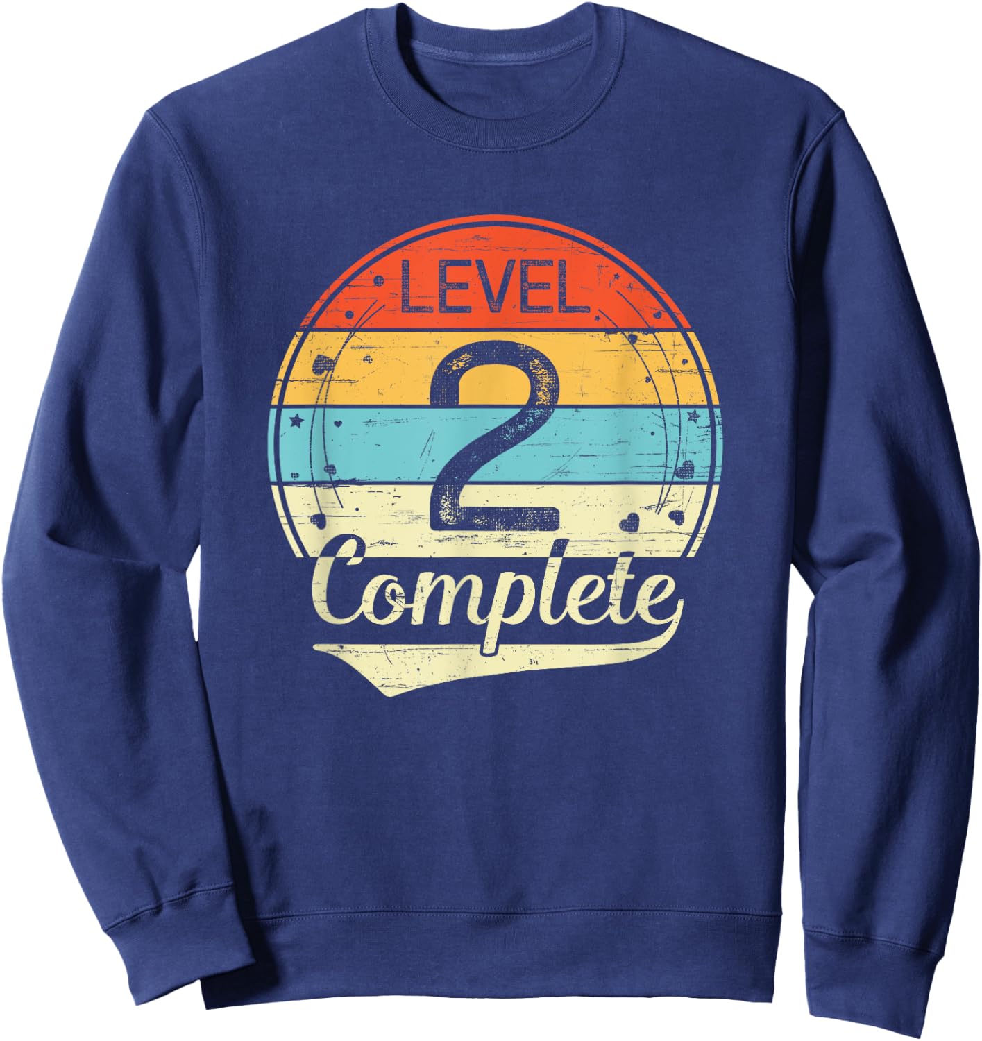 Level 2 Complete Retro 2nd Wedding Anniversary Sweatshirt - Sweatshirt | Navy