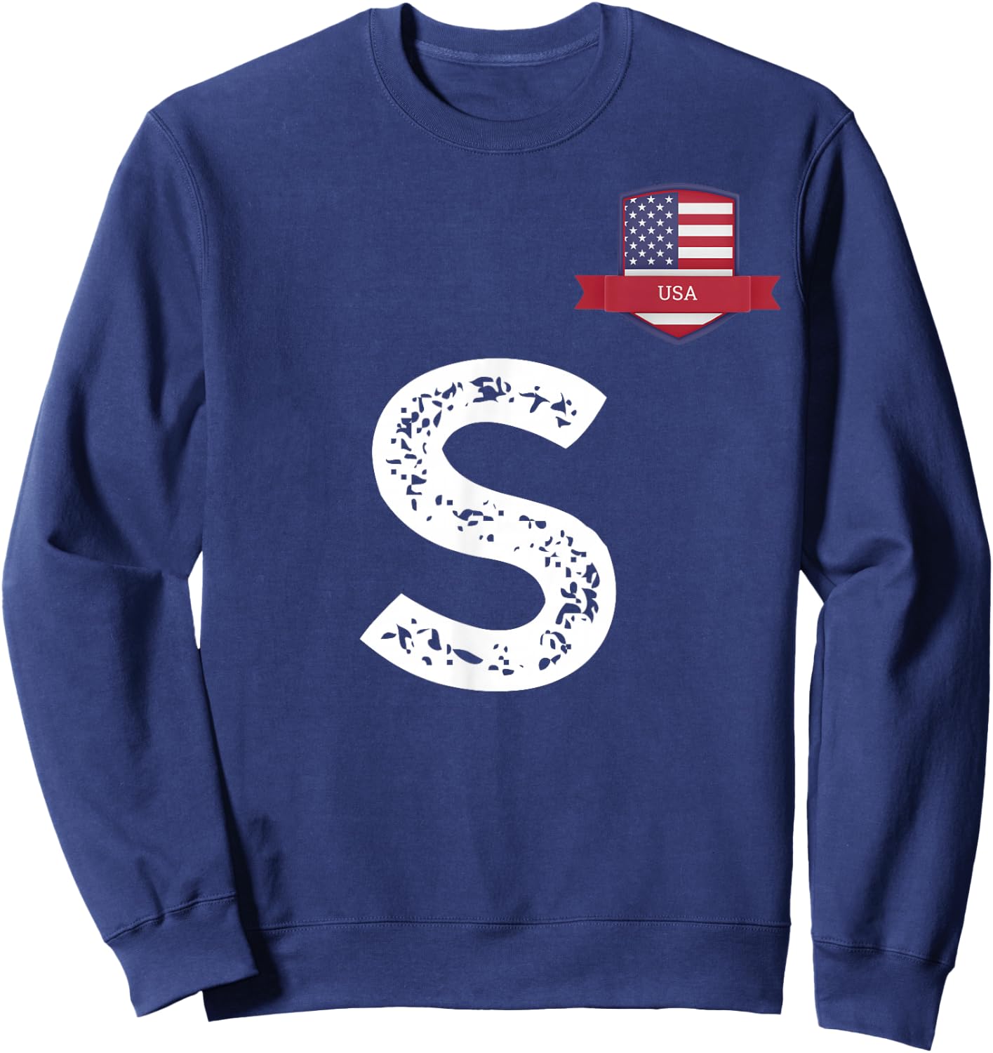 USA Flag Letter S American USA Sweatshirt - Sweatshirt | Navy