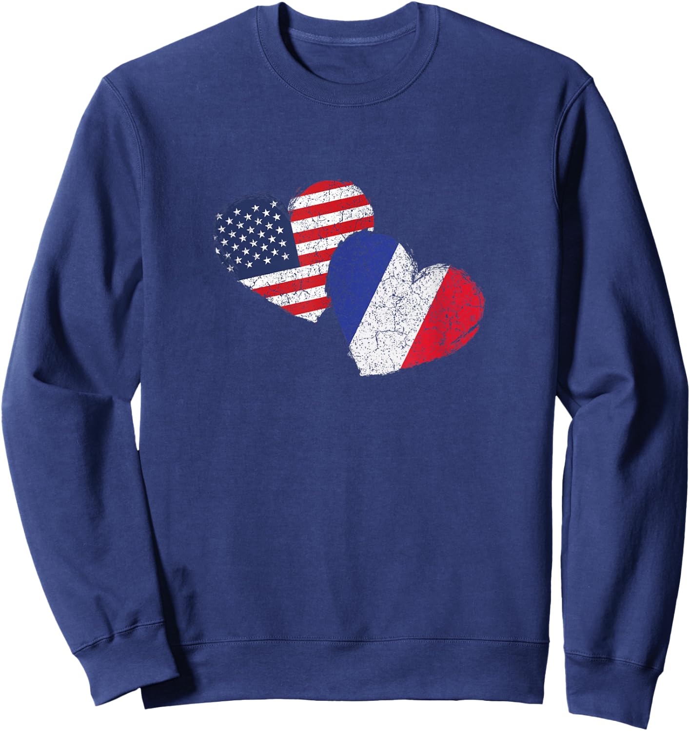 USA France Heart Country Flag American French Sweatshirt - Sweatshirt | Navy
