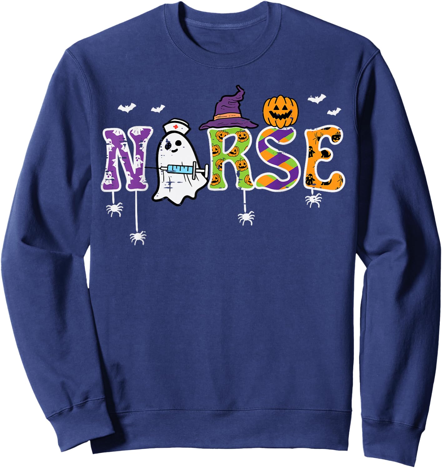 Nurse Halloween Costume Nursing Costume Scrub Top Women Men Sweatshirt - Sweatshirt | Navy
