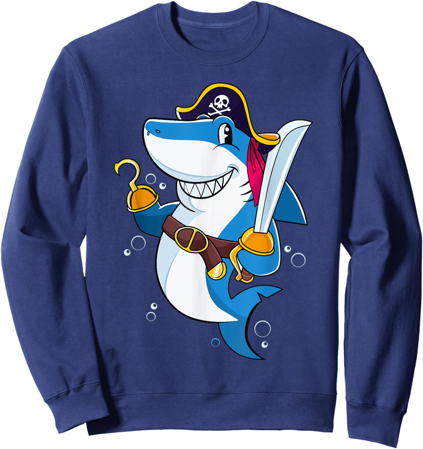 Pirate Shark Captain Kids Boys Toddlers Birthday Party Sweatshirt - Sweatshirt | Navy