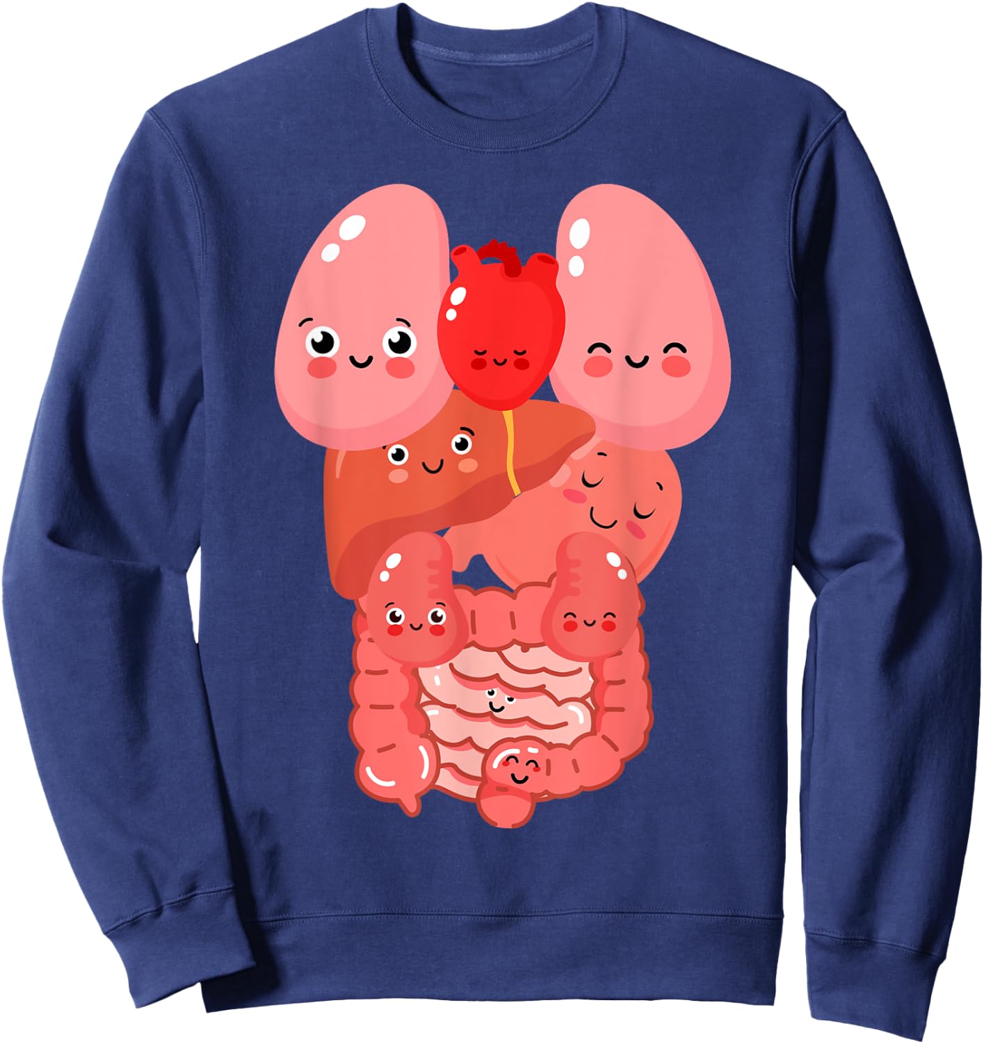 Internal Organs Funny Human Anatomy Smiling Sweatshirt - Sweatshirt | Navy