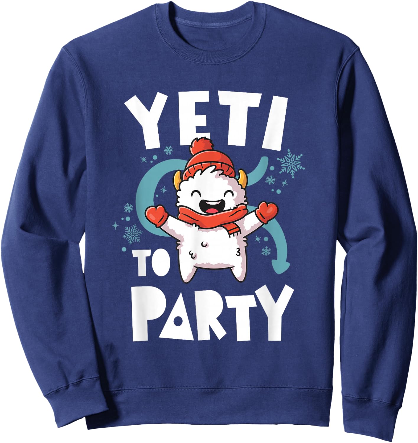Cute Yeti To Party Ugly Christmas Vacation Kawaii Yeti Sweatshirt - Sweatshirt | Navy