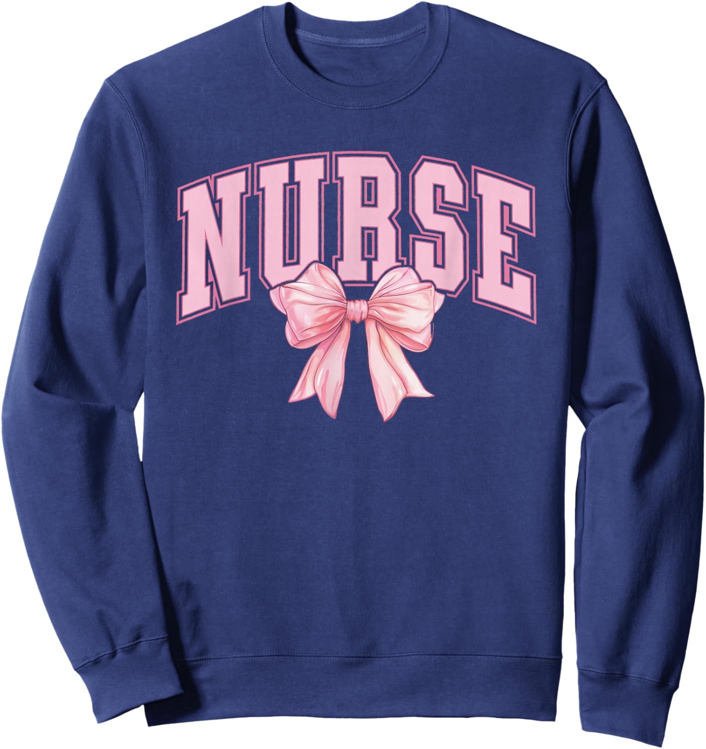 Coquette NICU Nurse Pink Bow Neonatal Intensive Care Unit Sweatshirt - Sweatshirt | Navy