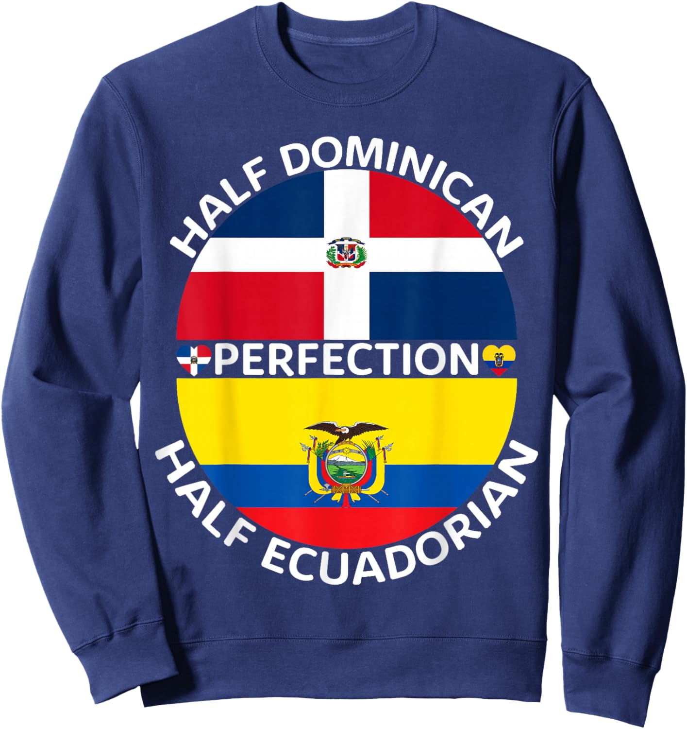 Half Ecuadorian Half Dominican Republic Ecuador Flag Men Sweatshirt - Sweatshirt | Navy