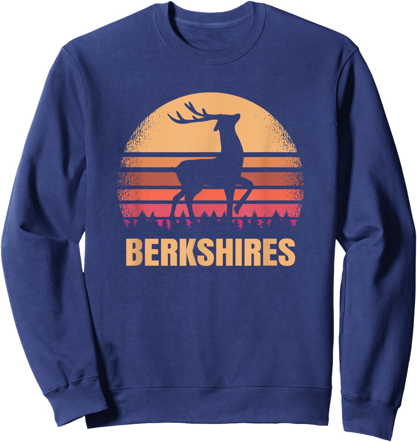 Berkshires Massachusetts Vintage Deer MA Distressed Retro Sweatshirt - Sweatshirt | Navy
