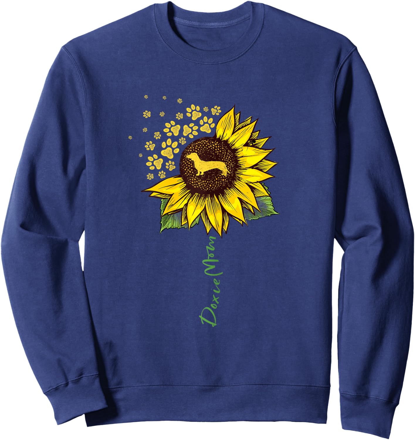 Doxie Mom Sunflower Dachshund Lover Gifts Dog Mom Mama Women Girls Kids Sweatshirt - Sweatshirt | Navy
