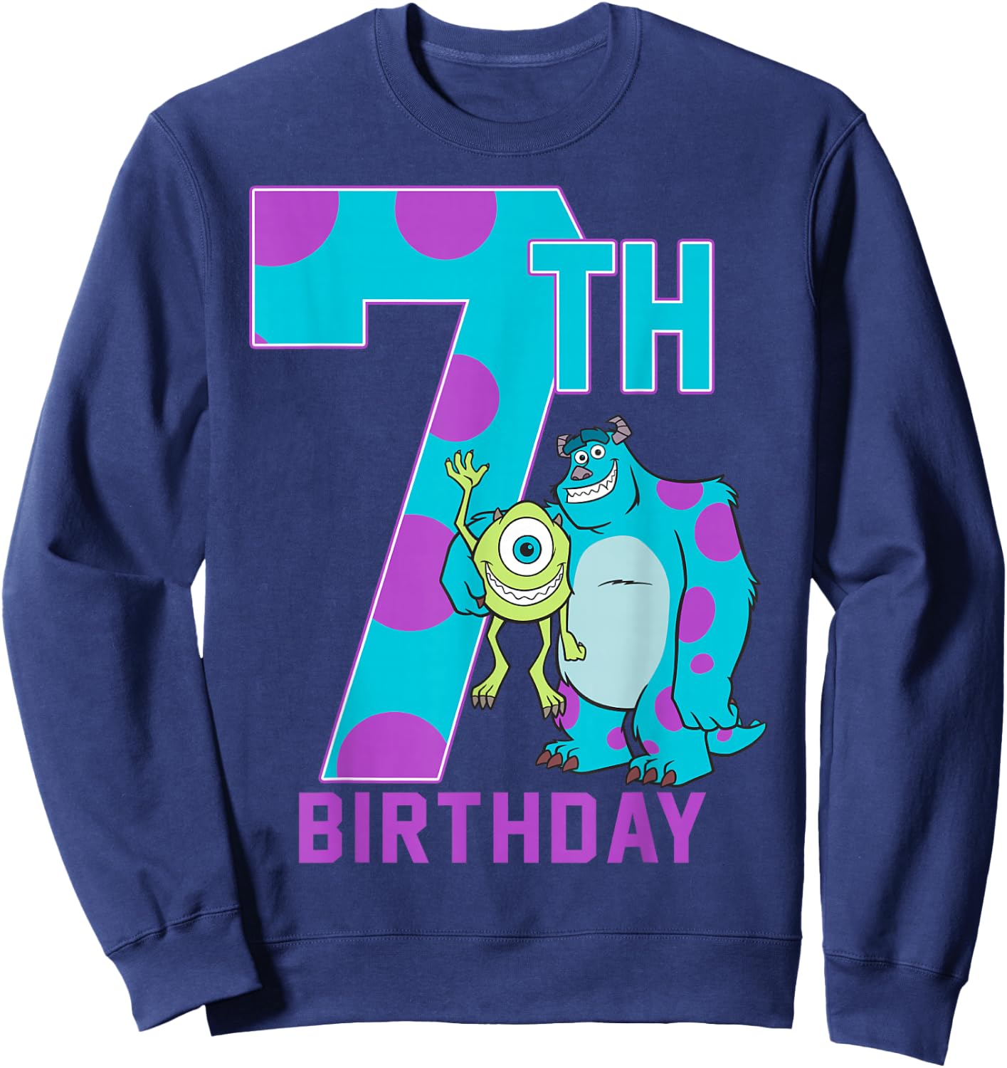 Disney Pixar Monsters Inc. Mike & Sully Happy 7th Birthday Sweatshirt - Sweatshirt | Navy