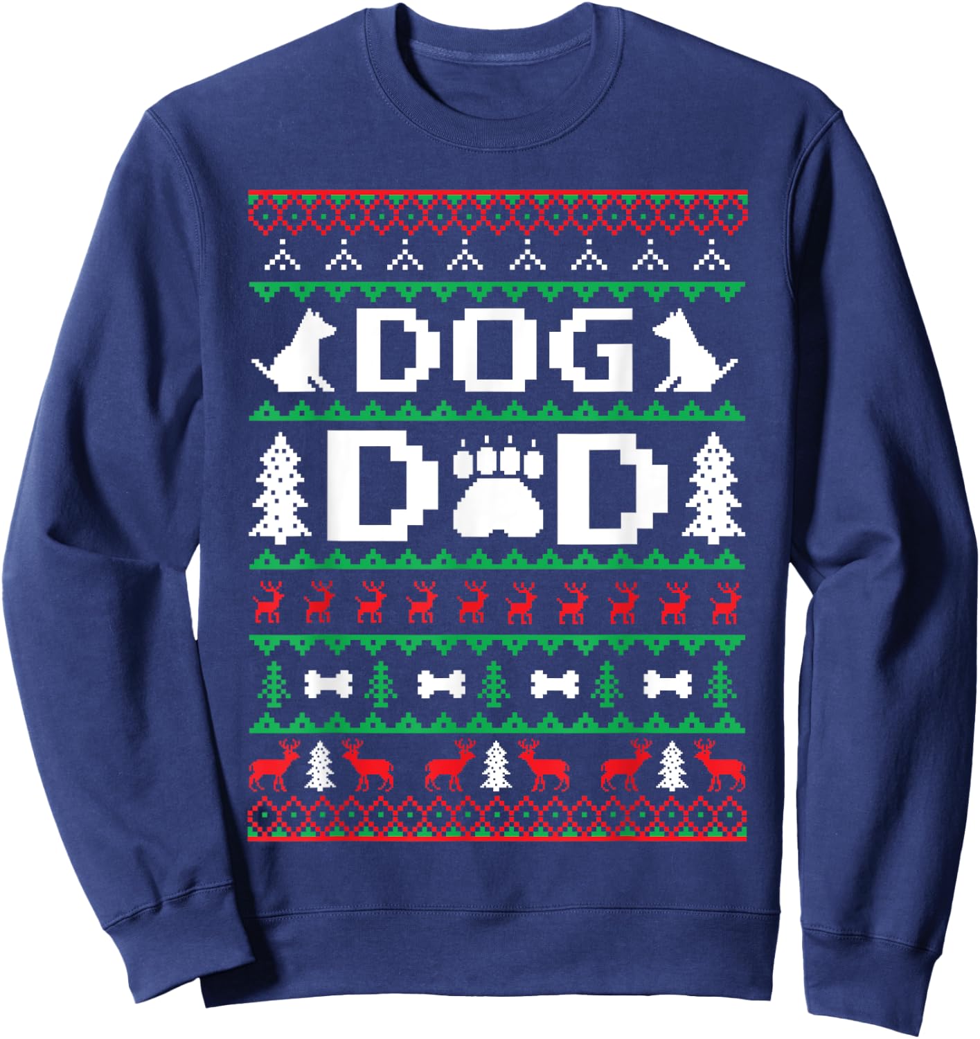 Christmas Dog Dad Shirt Ugly Sweatshirt - Sweatshirt | Navy