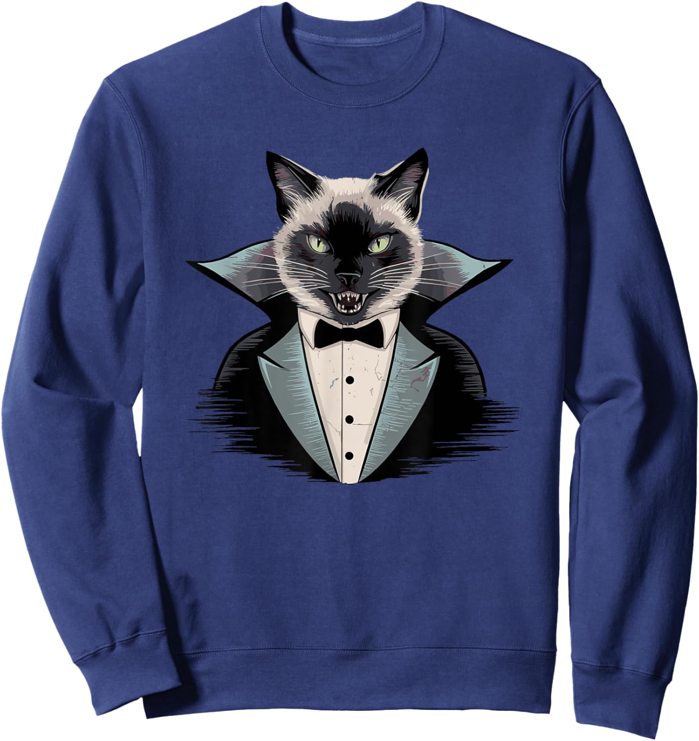 Halloween Vampire Siamese Cat Sweatshirt - Sweatshirt | Navy