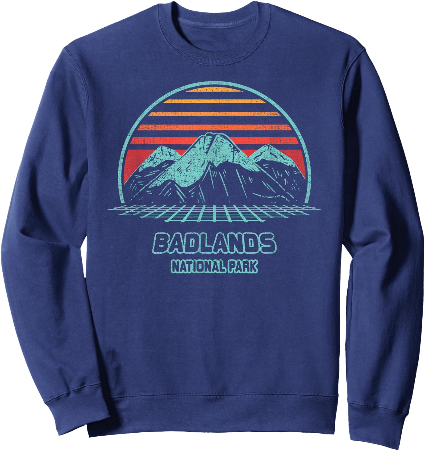 Badlands National Park Retro Hiking Vintage 80s Style Sweatshirt - Sweatshirt | Navy