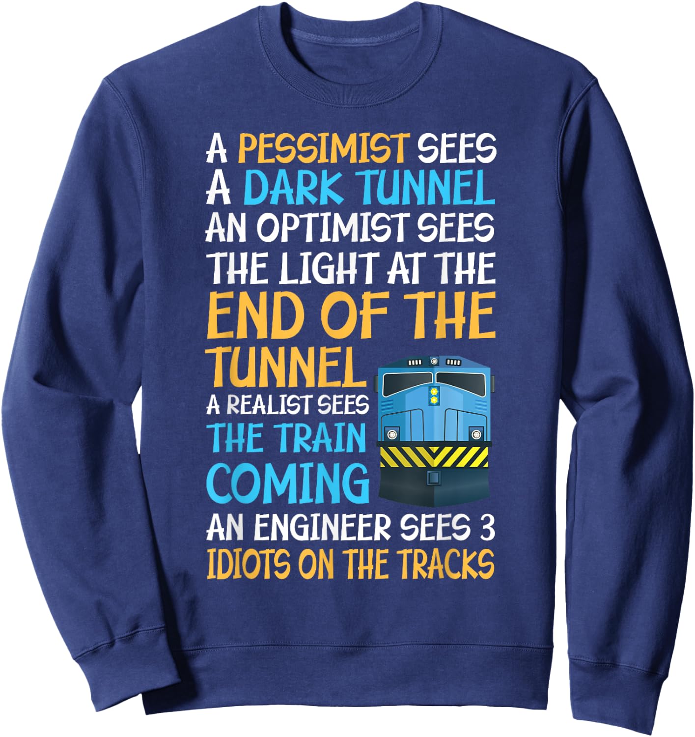 Funny Train Guide - 3 Idiots on the Tracks Sweatshirt - Sweatshirt | Navy