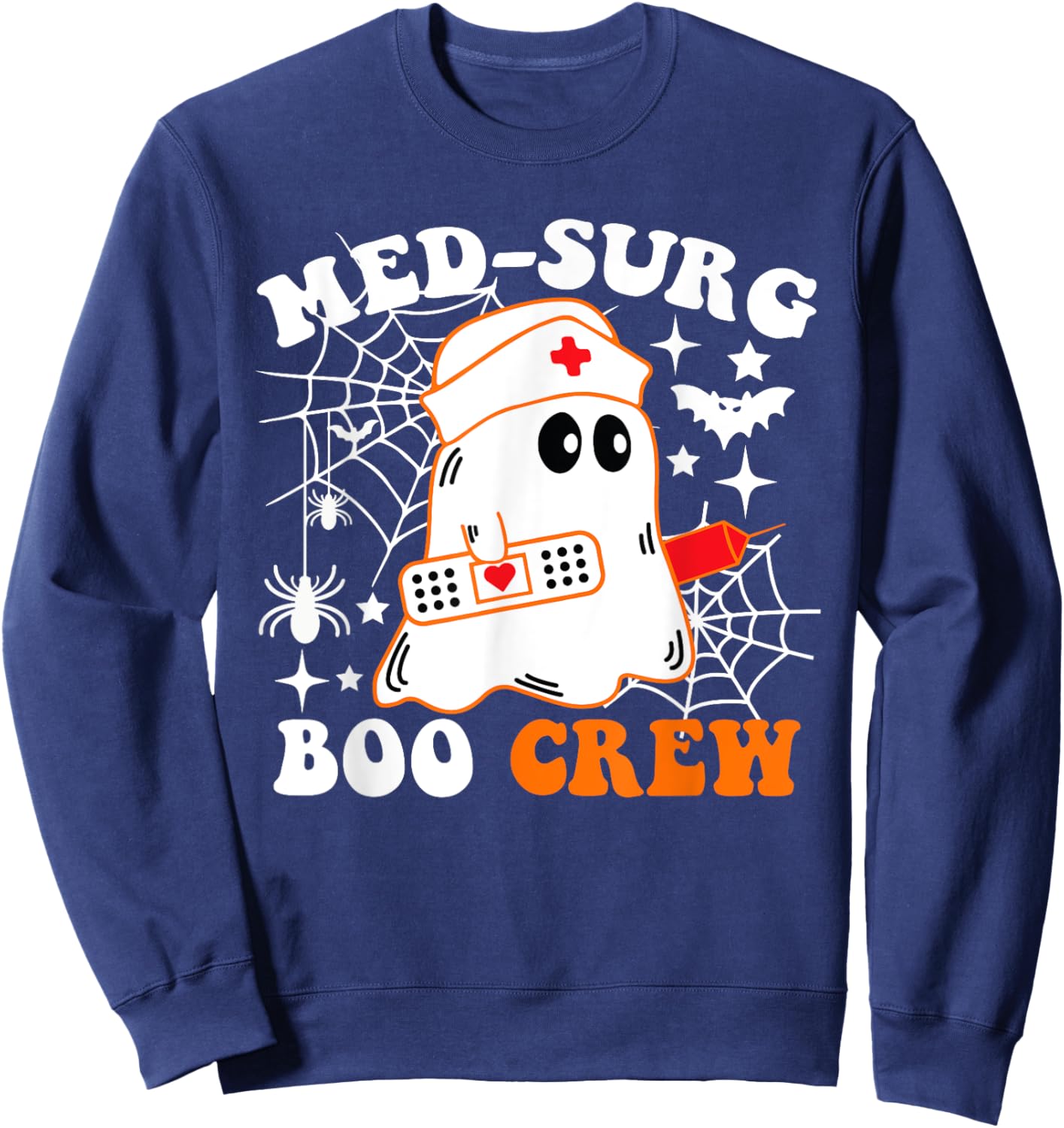 Med-Surg Boo Crew Nurse Funny Halloween Costume Sweatshirt - Sweatshirt | Navy