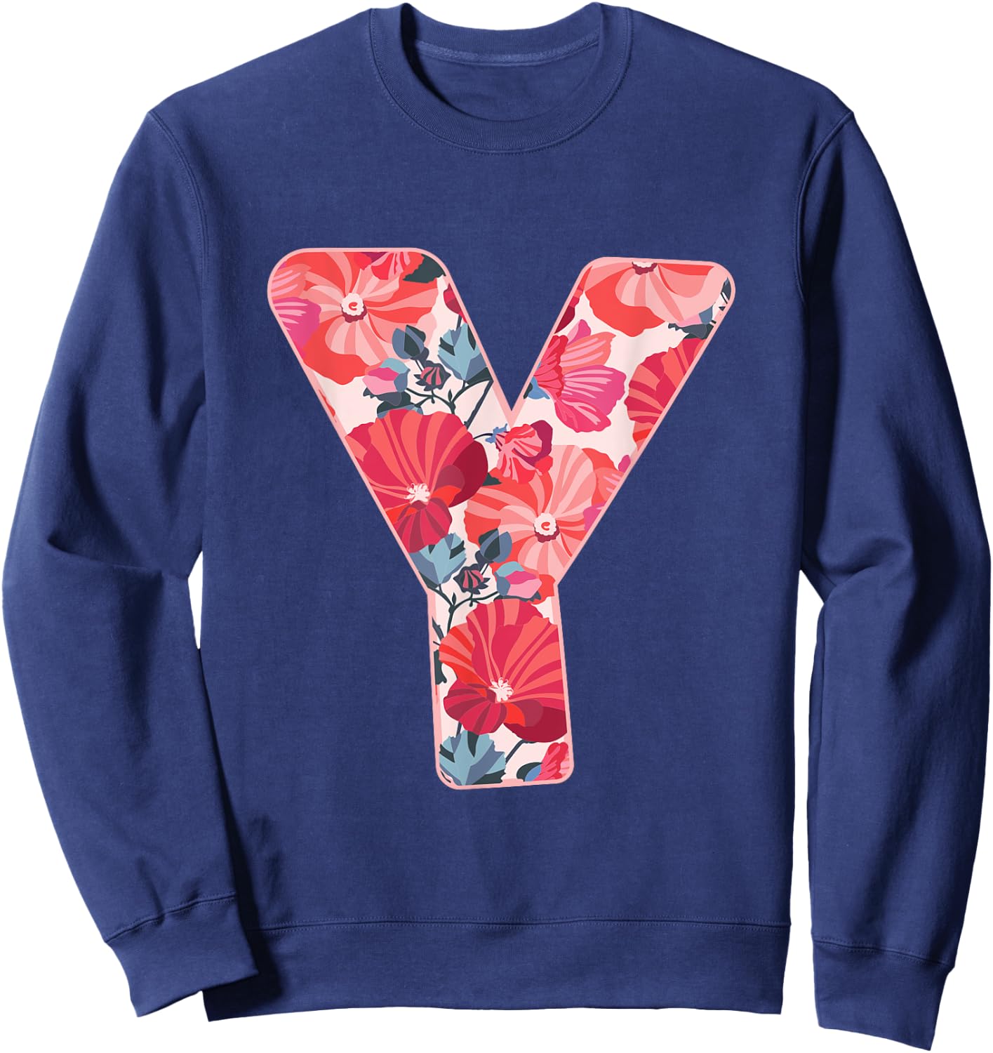 Letter Y Sign Alphabet Last Name Consonants Flower Gift Sweatshirt - Sweatshirt | Navy